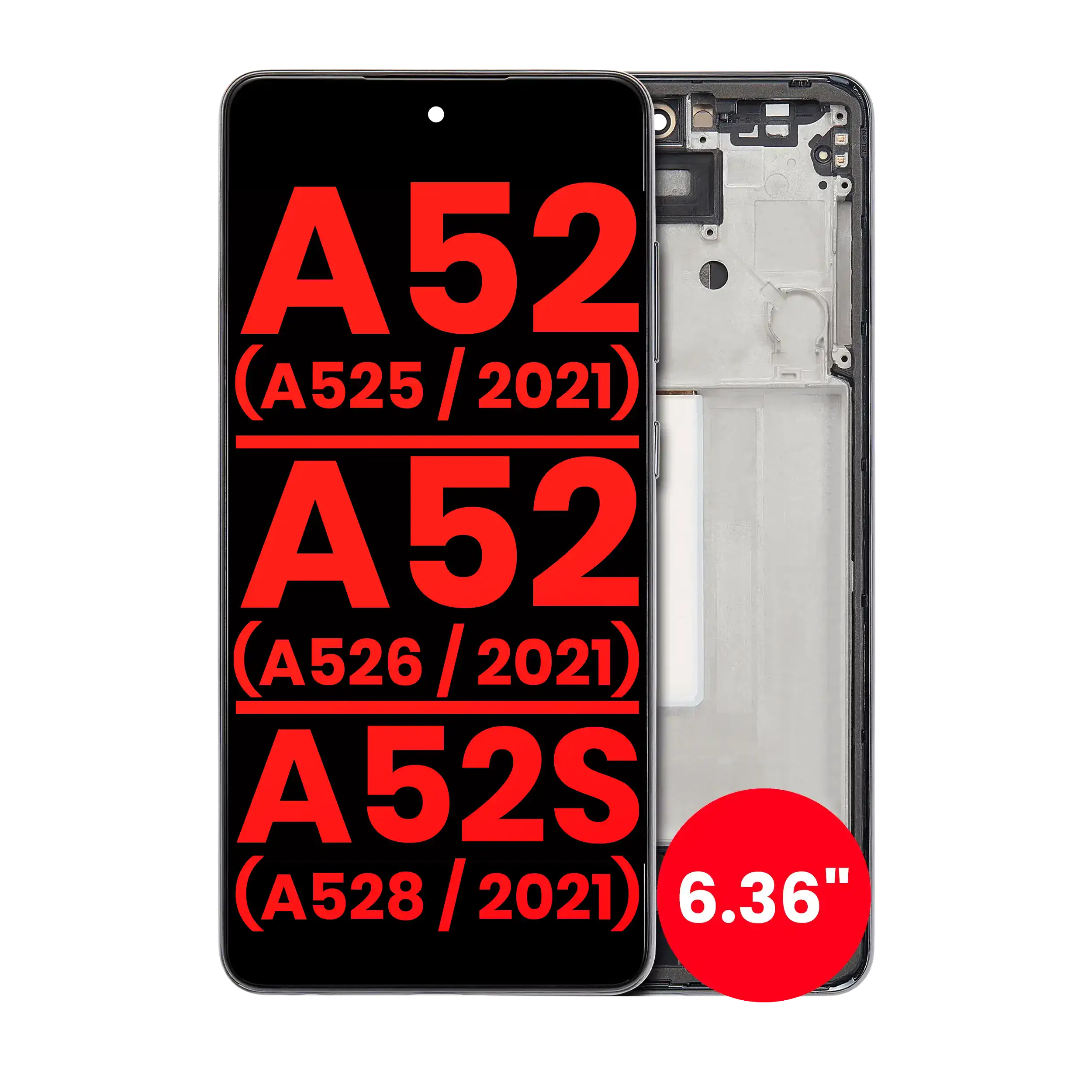 OLED Assembly With Frame For Samsung Galaxy A52 4G (A525 / 2021) / A52 5G (A526 / 2021) / A52S 5G (A528 / 2021) (6.36″) (Awesome Black)