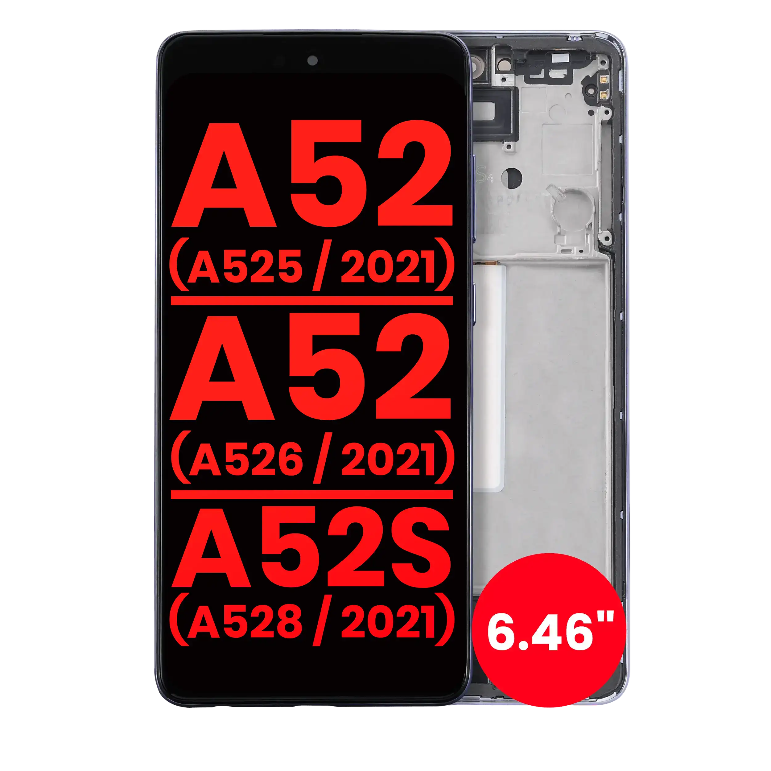 OLED Assembly With Frame For Samsung Galaxy A52 4G (A525 / 2021) / A52 5G (A526 / 2021) / A52S 5G (A528 / 2021) (6.46″) (Awesome Purple)