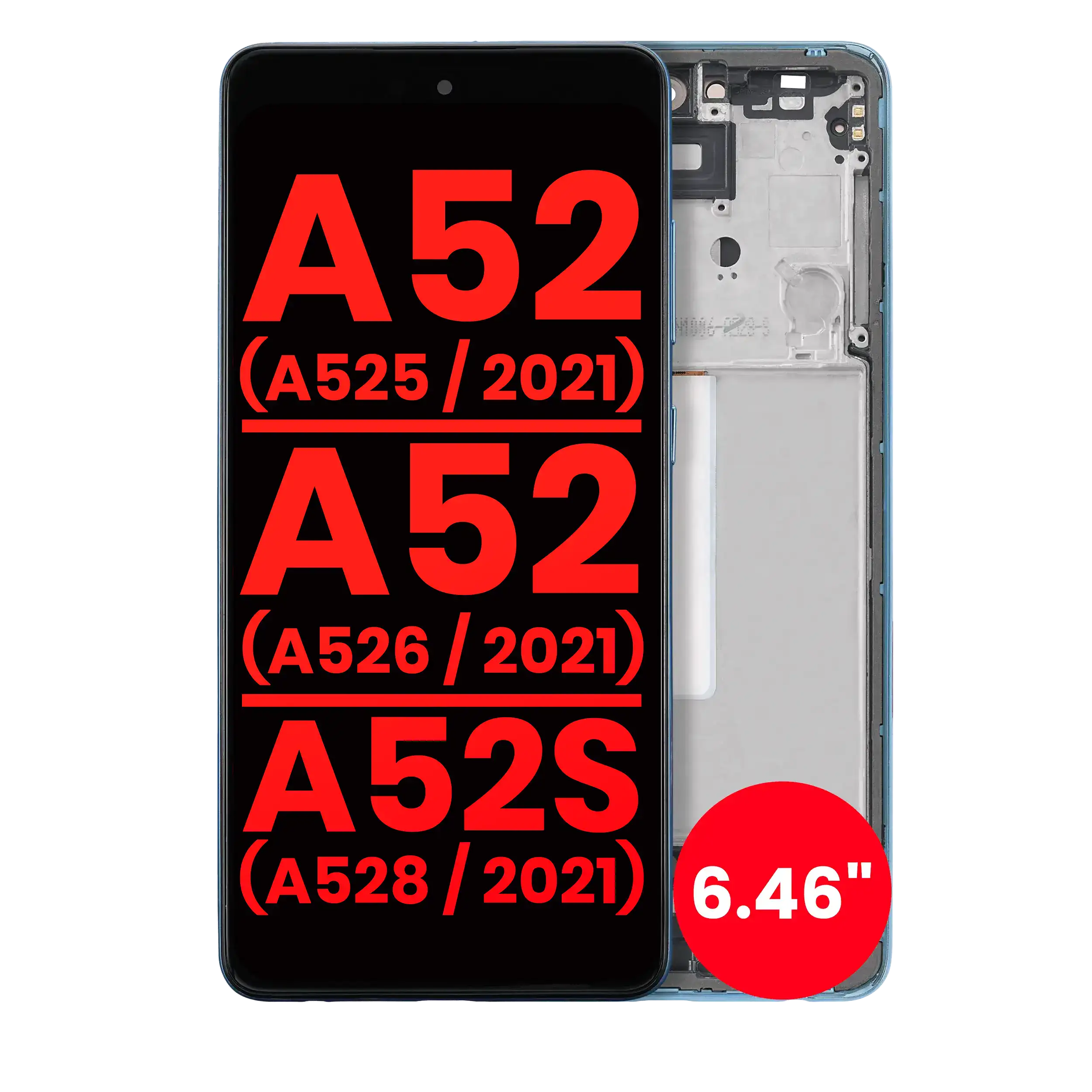 OLED Assembly With Frame For Samsung Galaxy A52 4G (A525 / 2021) / A52 5G (A526 / 2021) / A52S 5G (A528 / 2021) (6.46″) (Awesome Blue)