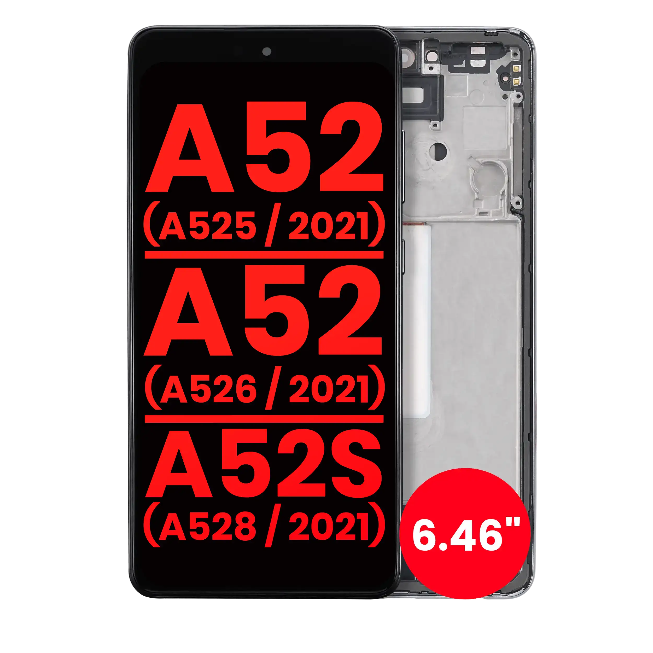 OLED Assembly With Frame For Samsung Galaxy A52 4G (A525 / 2021) / A52 5G (A526 / 2021) / A52S 5G (A528 / 2021) (6.46″) (Awesome Black)