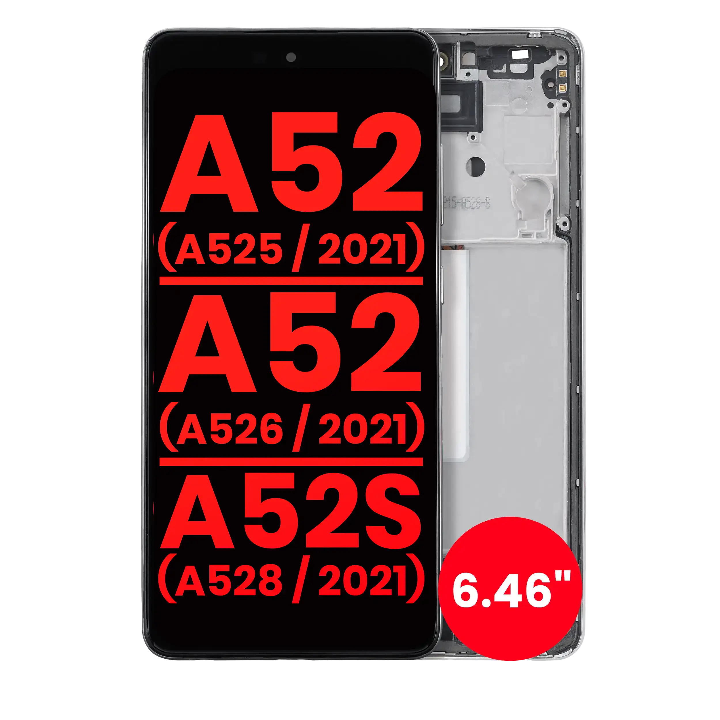 OLED Assembly With Frame For Samsung Galaxy A52 4G (A525 / 2021) / A52 5G (A526 / 2021) / A52S 5G (A528 / 2021) (6.46″) (Awesome White)