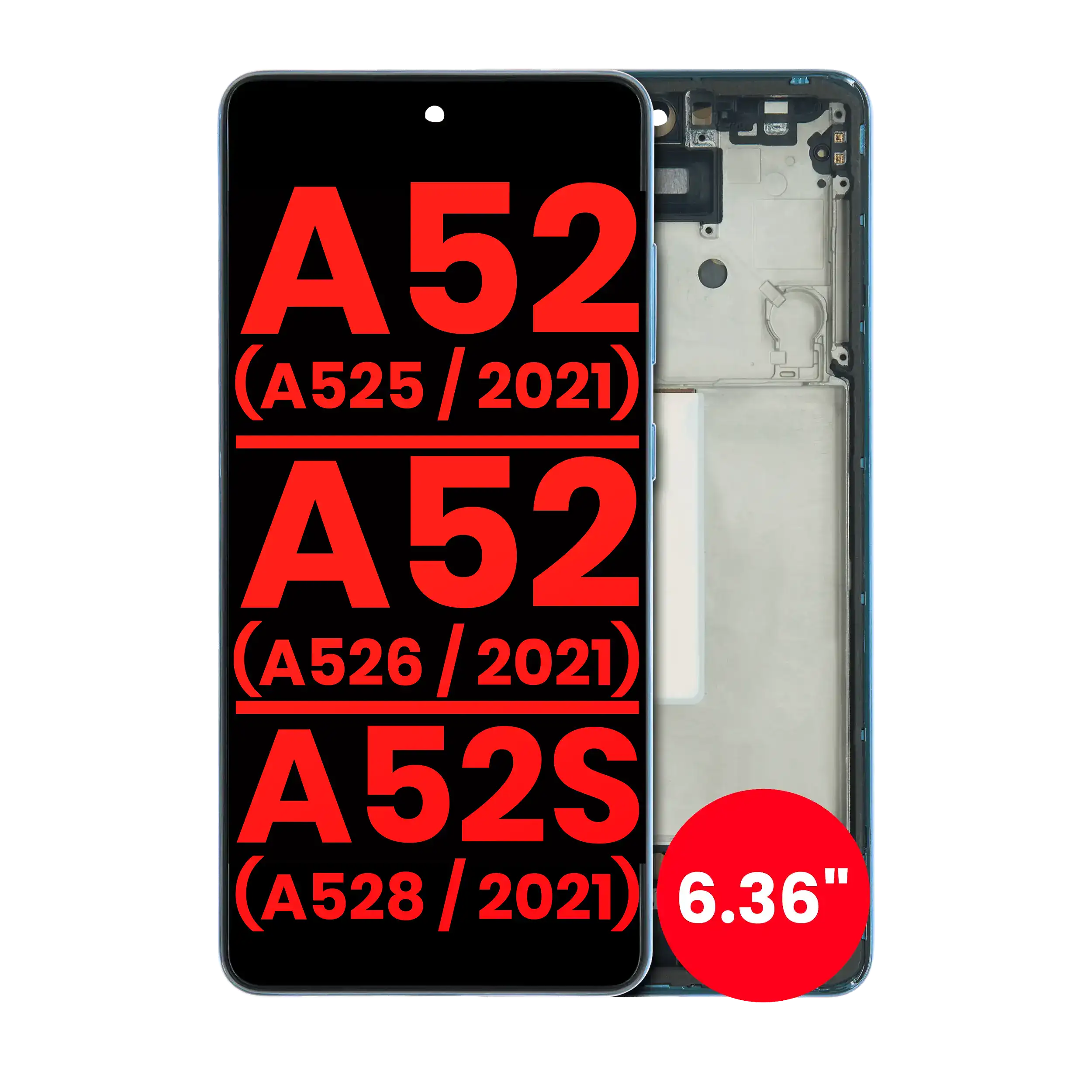 OLED Assembly With Frame For Samsung Galaxy A52 4G (A525 / 2021) / A52 5G (A526 / 2021) / A52S 5G (A528 / 2021) (6.36″) (Awesome Blue)