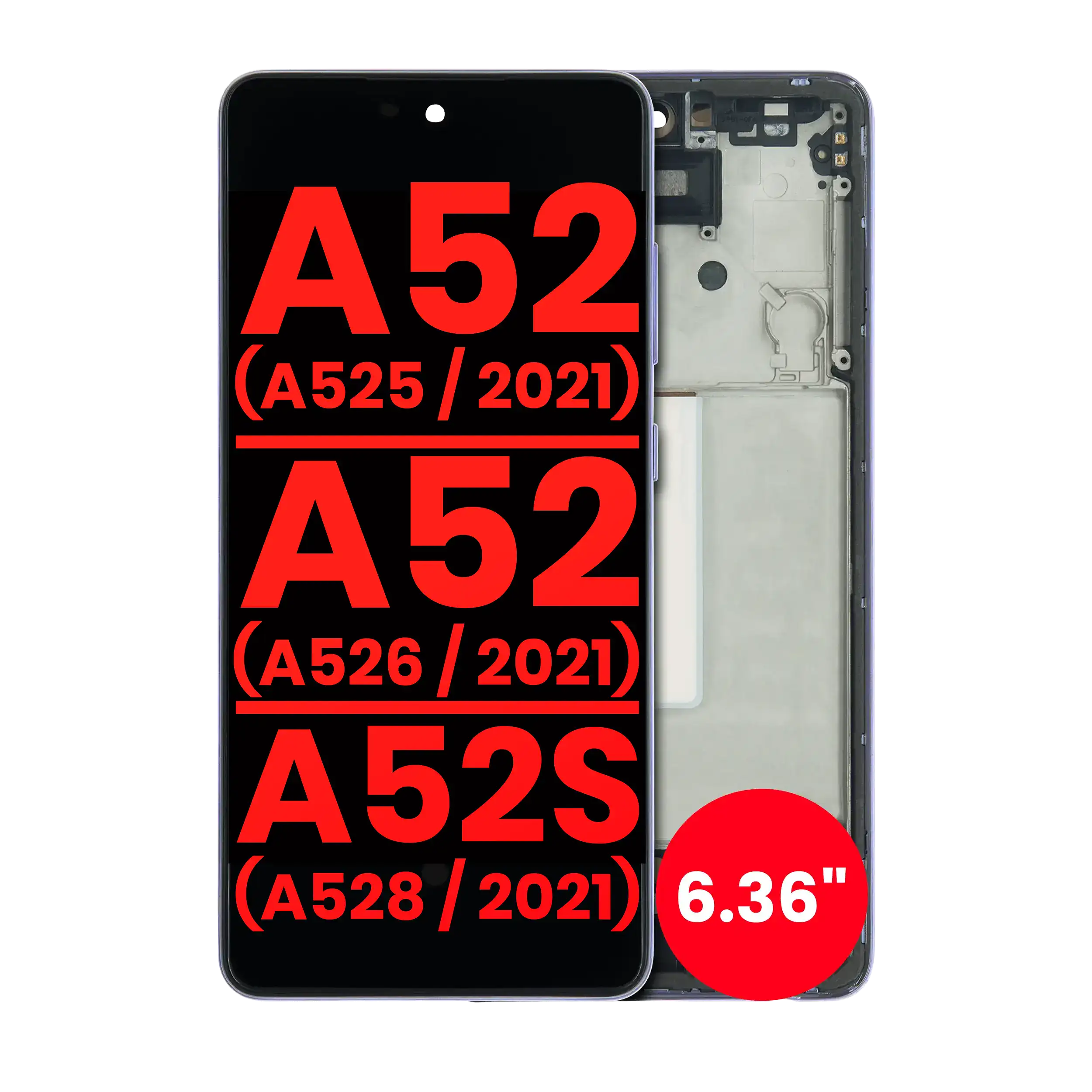 OLED Assembly With Frame For Samsung Galaxy A52 4G (A525 / 2021) / A52 5G (A526 / 2021) / A52S 5G (A528 / 2021) (6.36″) (Awesome Violet)