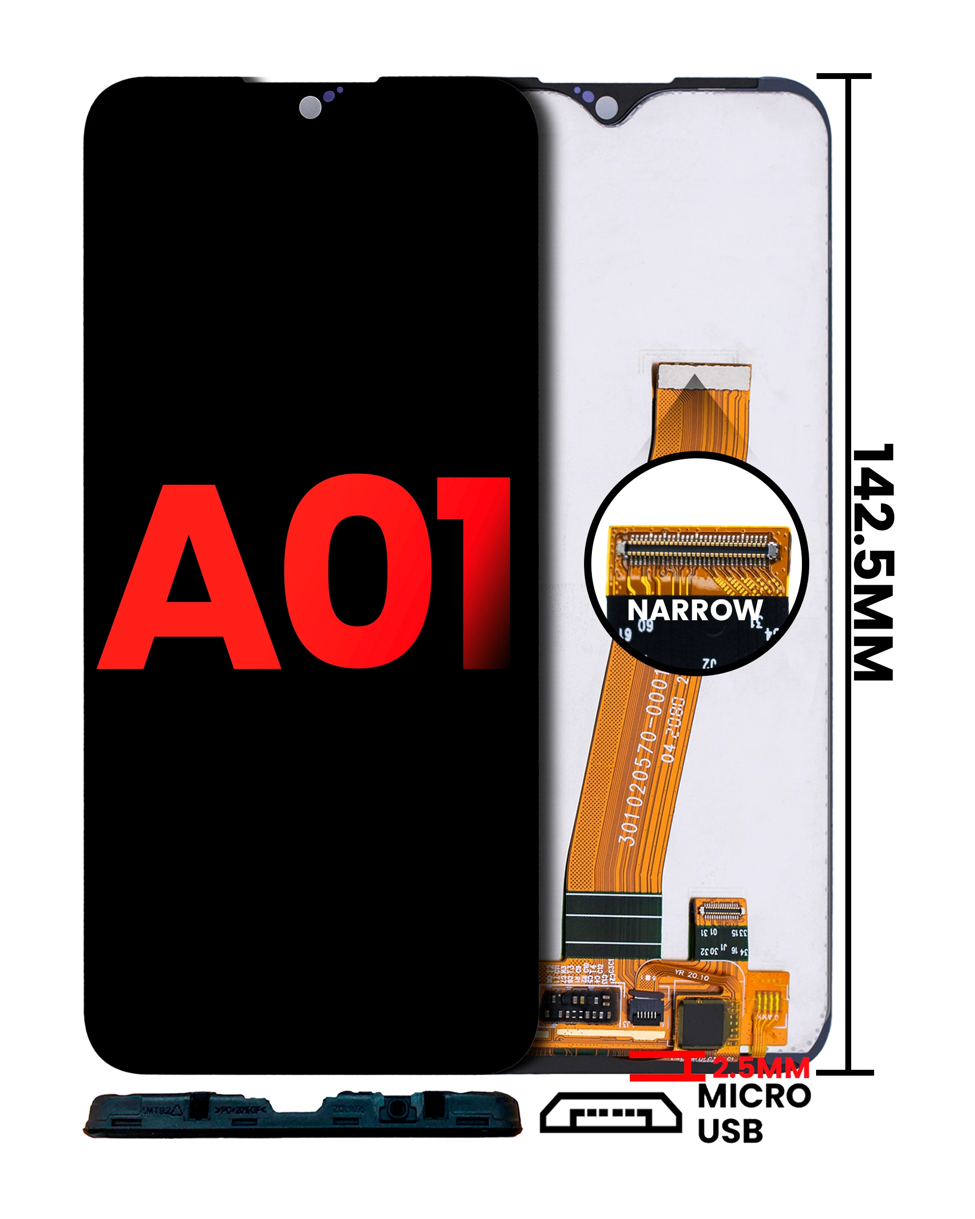 LCD Assembly Without Frame For Samsung Galaxy A01 (Global Model) (Micro USB Frame)