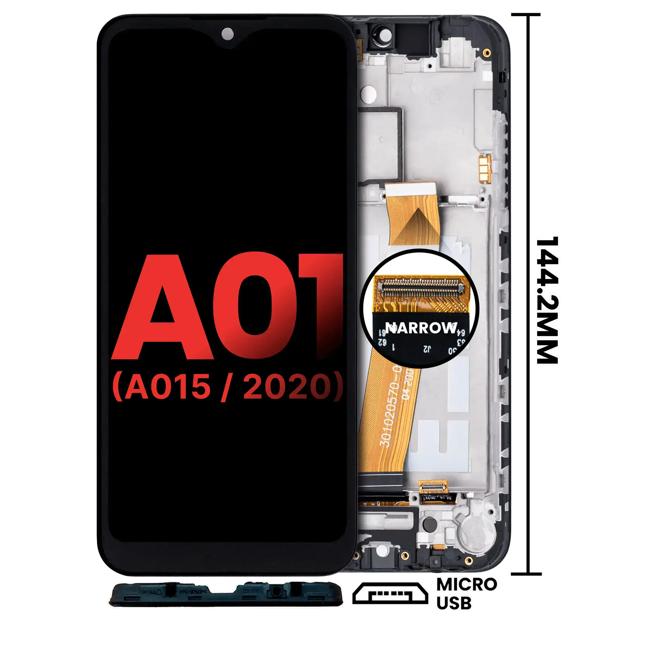 LCD Assembly With Frame For Samsung Galaxy A01 4G (A015 / 2020) (Global Model) (Micro USB Frame)
