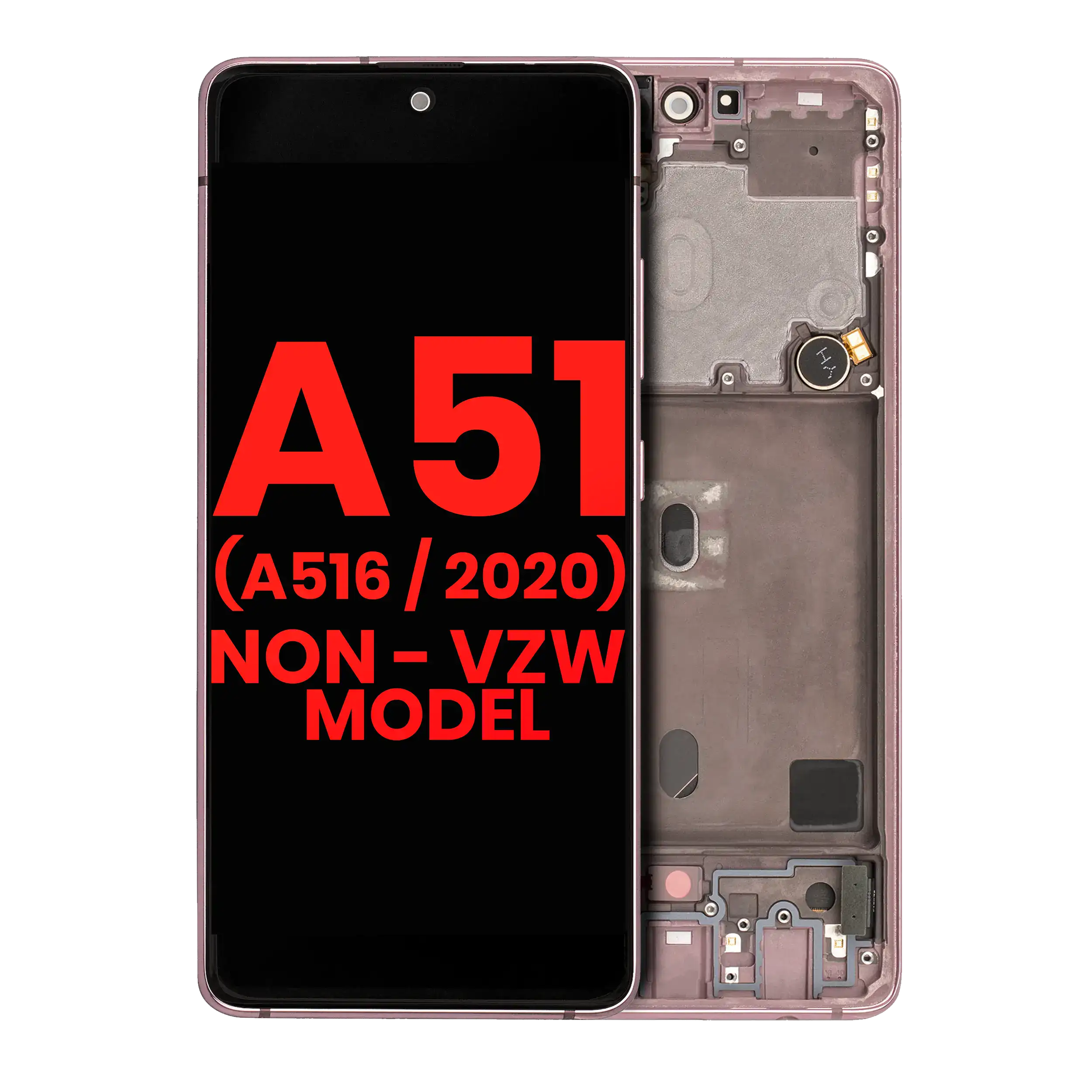 OLED Assembly With Frame For Samsung Galaxy A51 5G (A516 / 2020) (Non-Verizon 5G UW Frame) (6.46″) (Prism Cube Pink)