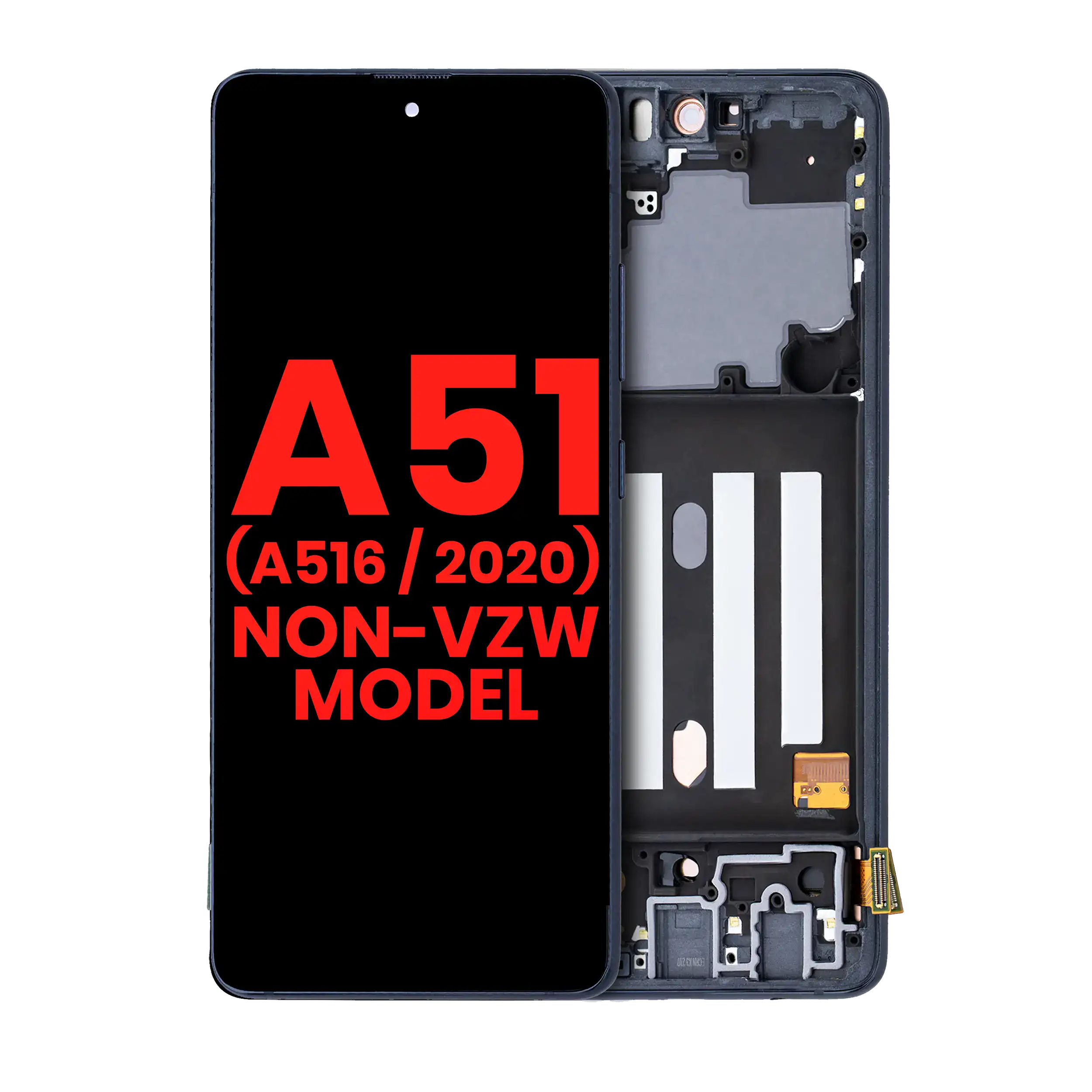 OLED Assembly With Frame For Samsung Galaxy A51 5G (A516 / 2020) (Non-Verizon 5G UW Frame) (6.46″) (Prism Cube Black)