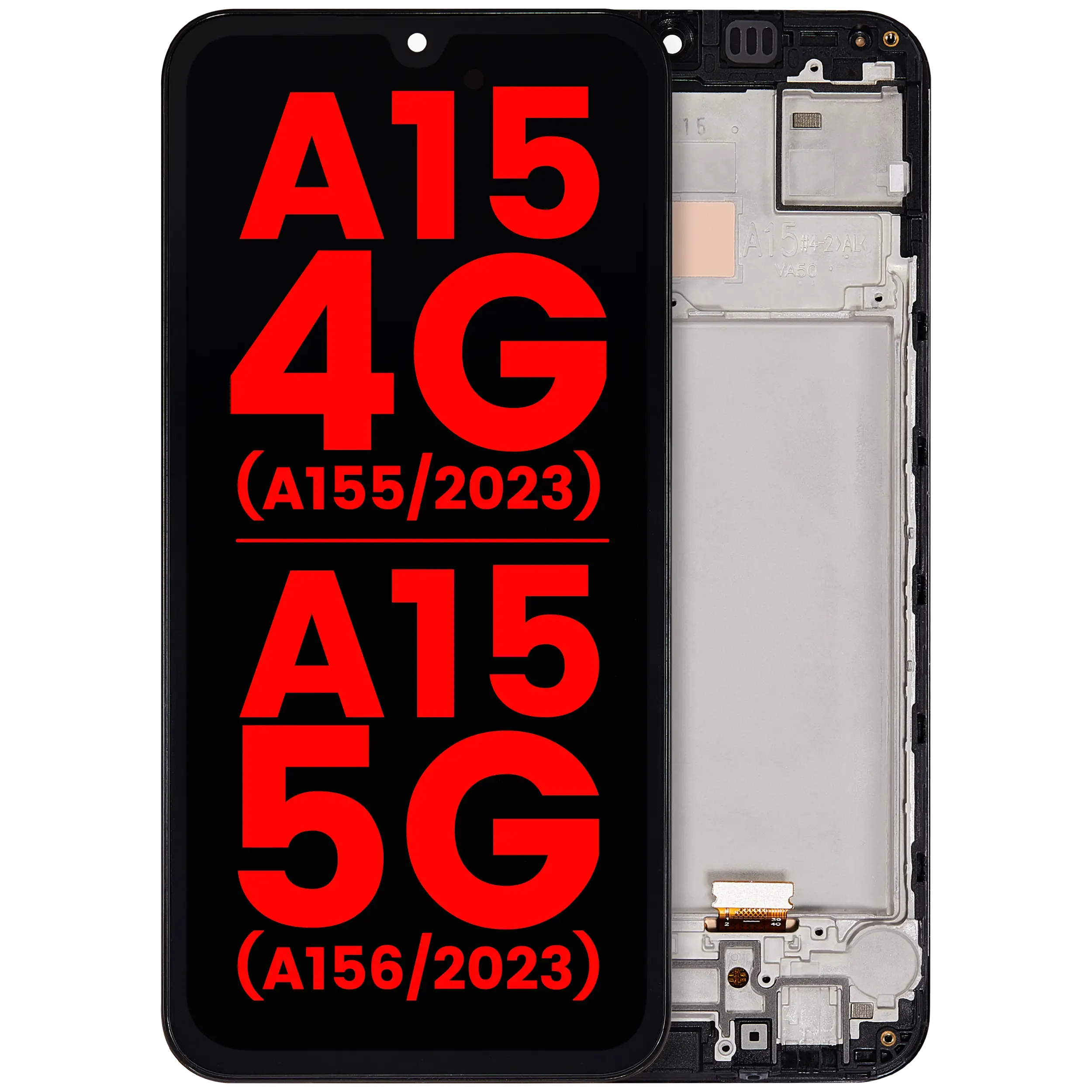 OLED Assembly With Frame Compatible For Samsung Galaxy A15 4G (A155 / 2023) / A15 5G (A156 / 2023) (6.36″)