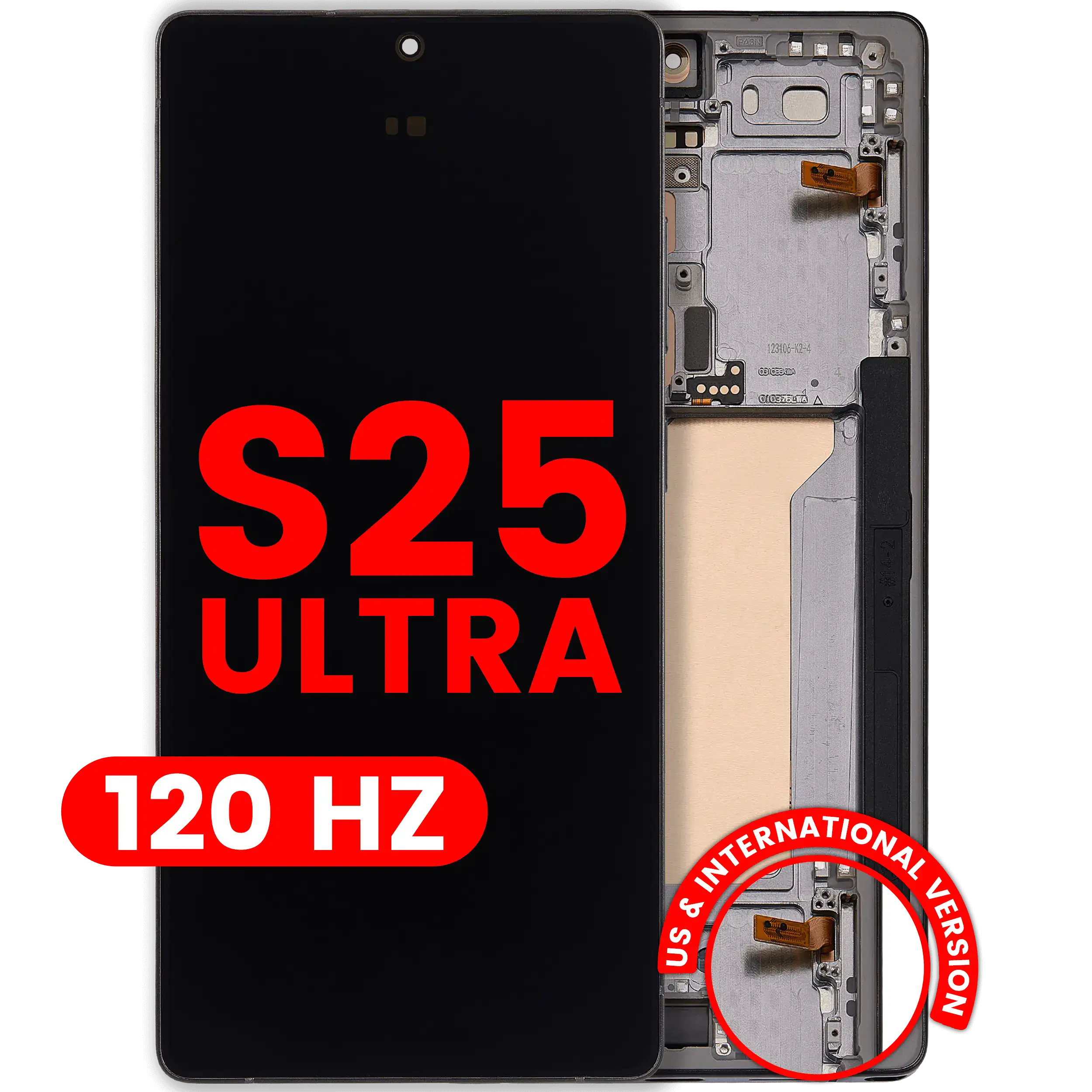 OLED Assembly With Frame For Samsung Galaxy S25 Ultra 5G (US & International) (Aftermarket Plus) (120Hz) (Titanium Jet Black)