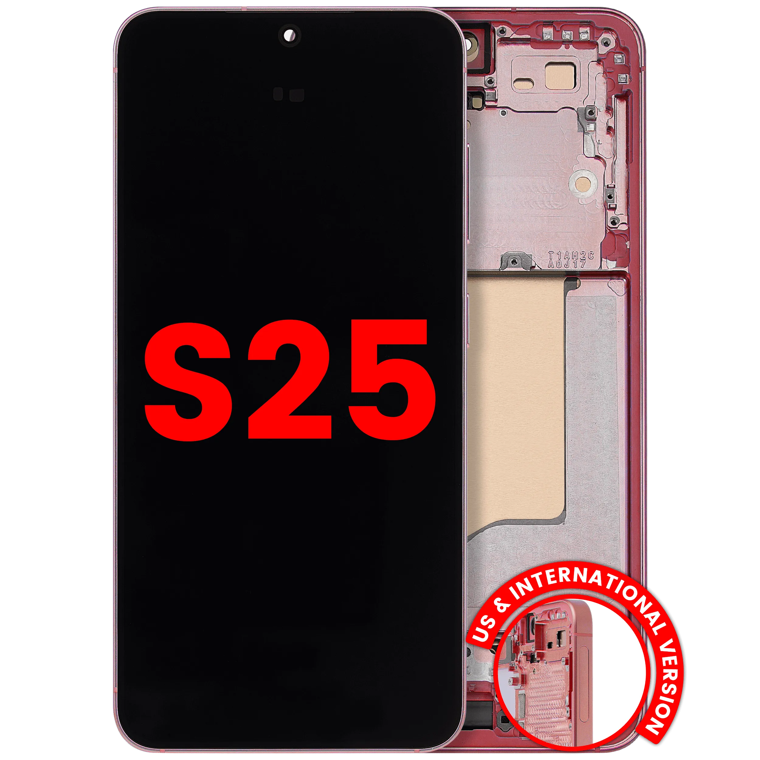 OLED Assembly With Frame For Samsung Galaxy S25 5G (US & International) (Aftermarket Plus) (Coral Red)