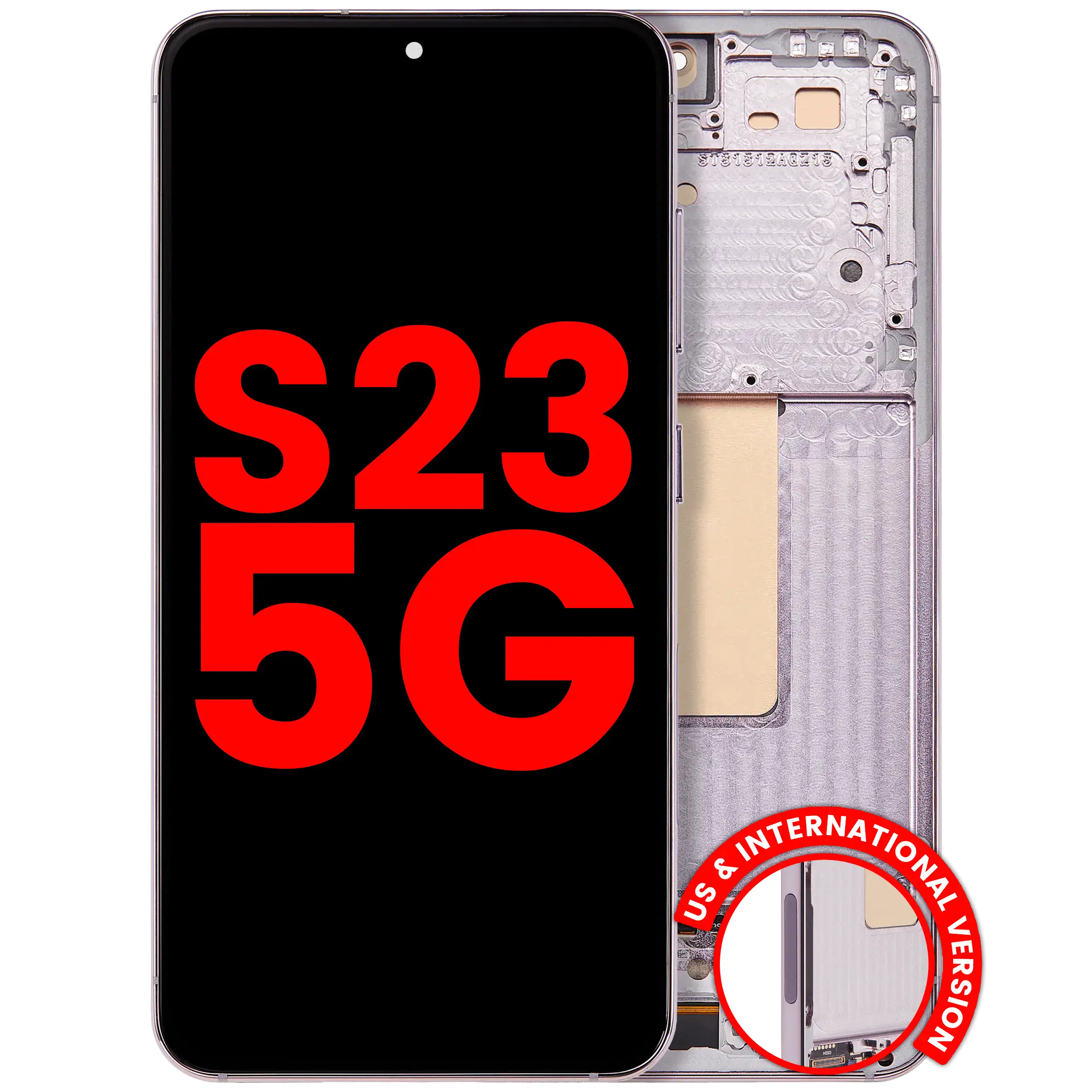 OLED Assembly With Frame For Samsung Galaxy S23 5G (US & International) (Aftermarket Plus) (Pink / Lavender)