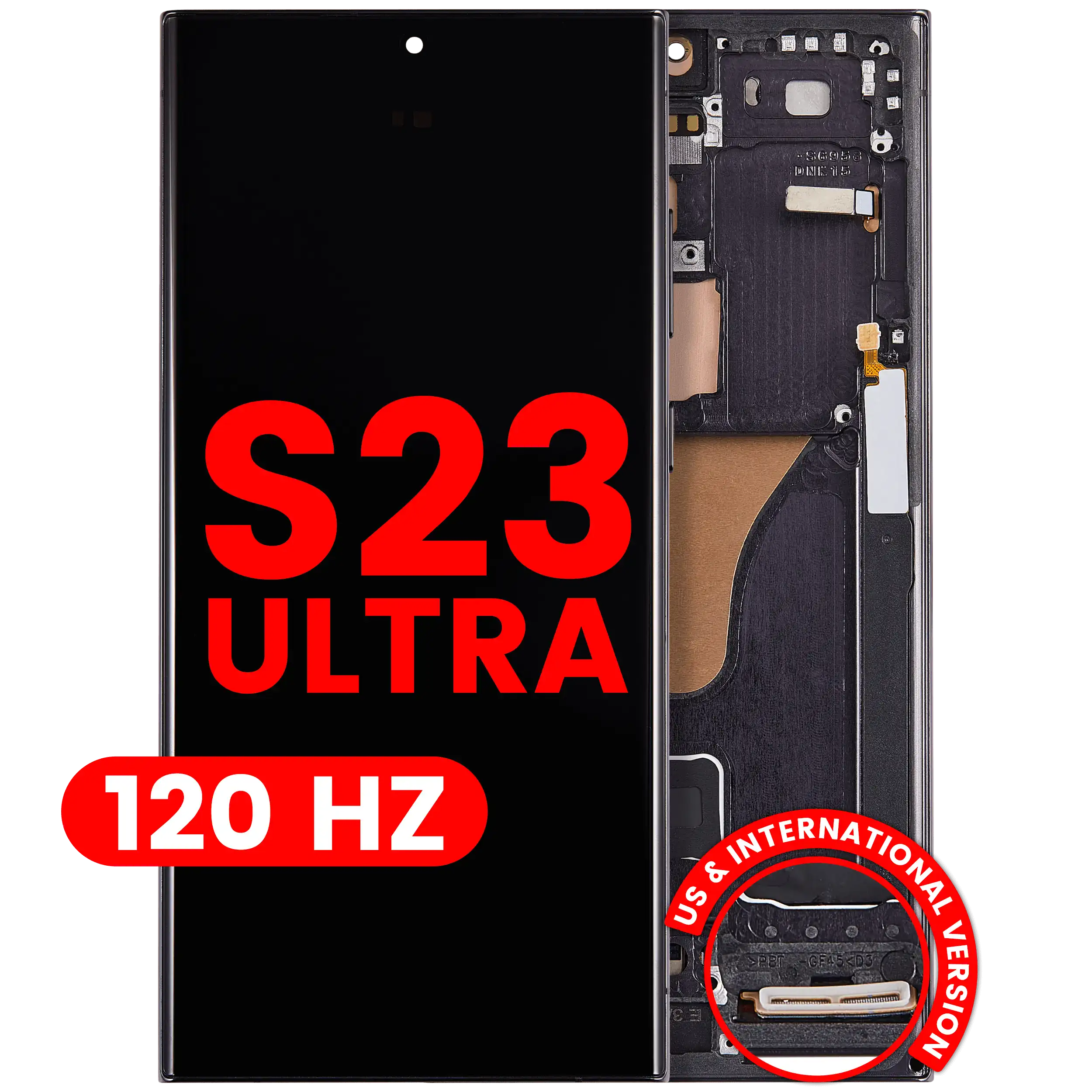 OLED Assembly With Frame For Samsung Galaxy S23 Ultra (US & International) (Aftermarket Pro) (120Hz) (Phantom Black)
