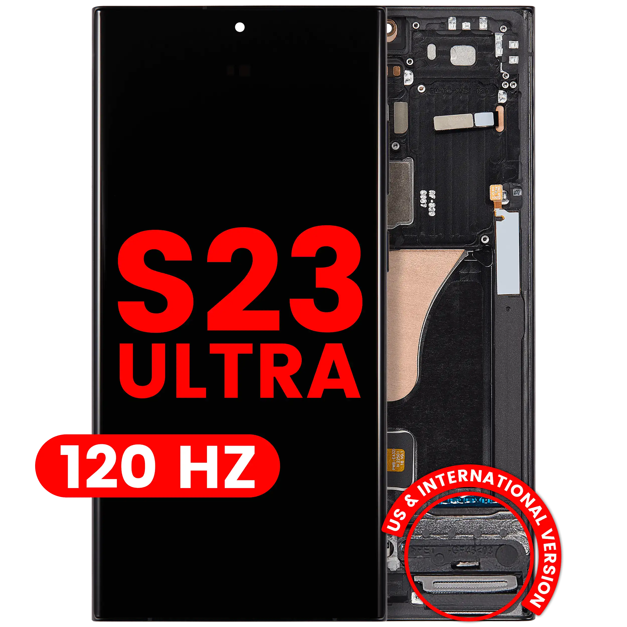 OLED Assembly With Frame For Samsung Galaxy S23 Ultra (US & International) (Aftermarket Pro) (120Hz) (Graphite)