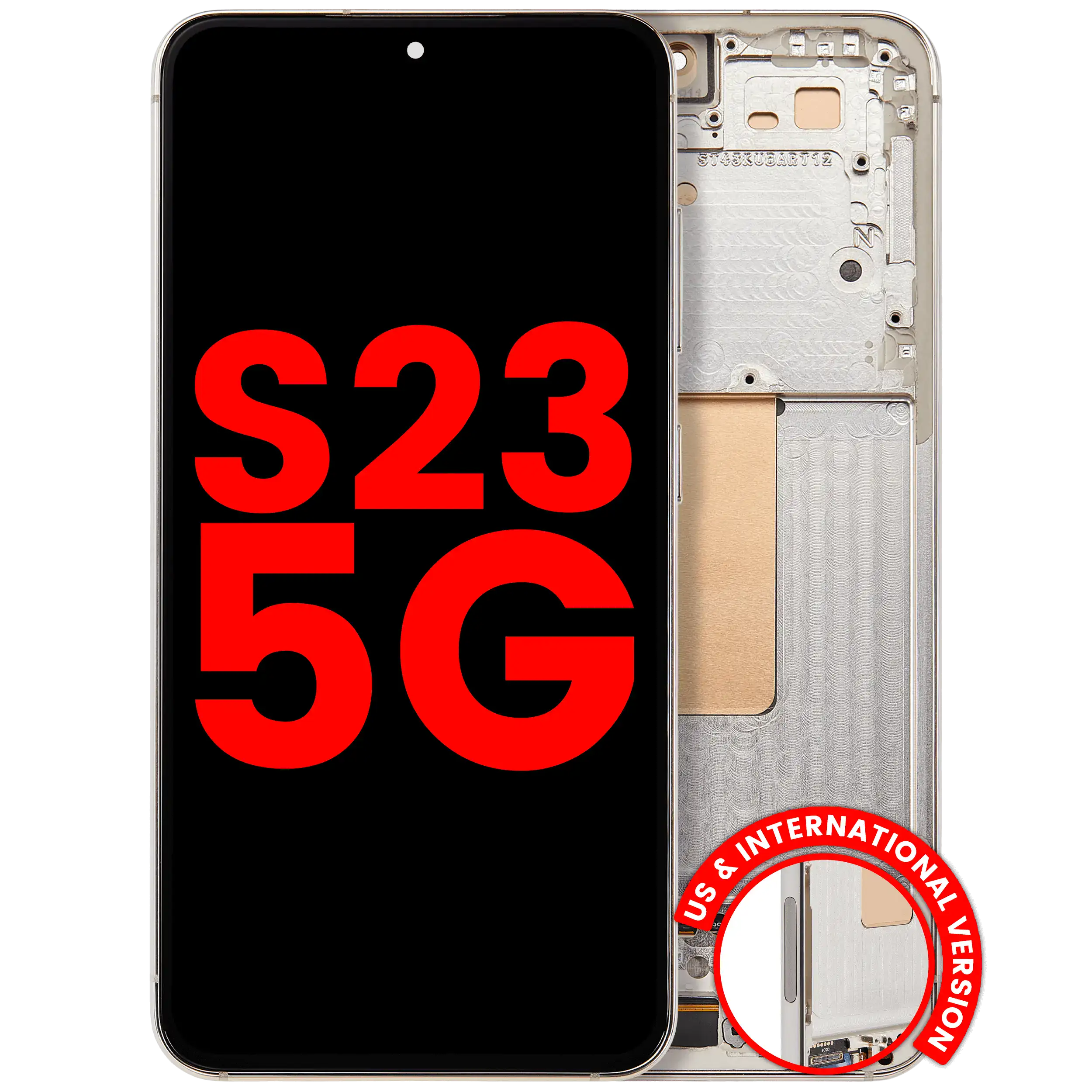 OLED Assembly With Frame For Samsung Galaxy S23 5G (US & International) (Aftermarket Plus) (Cream)