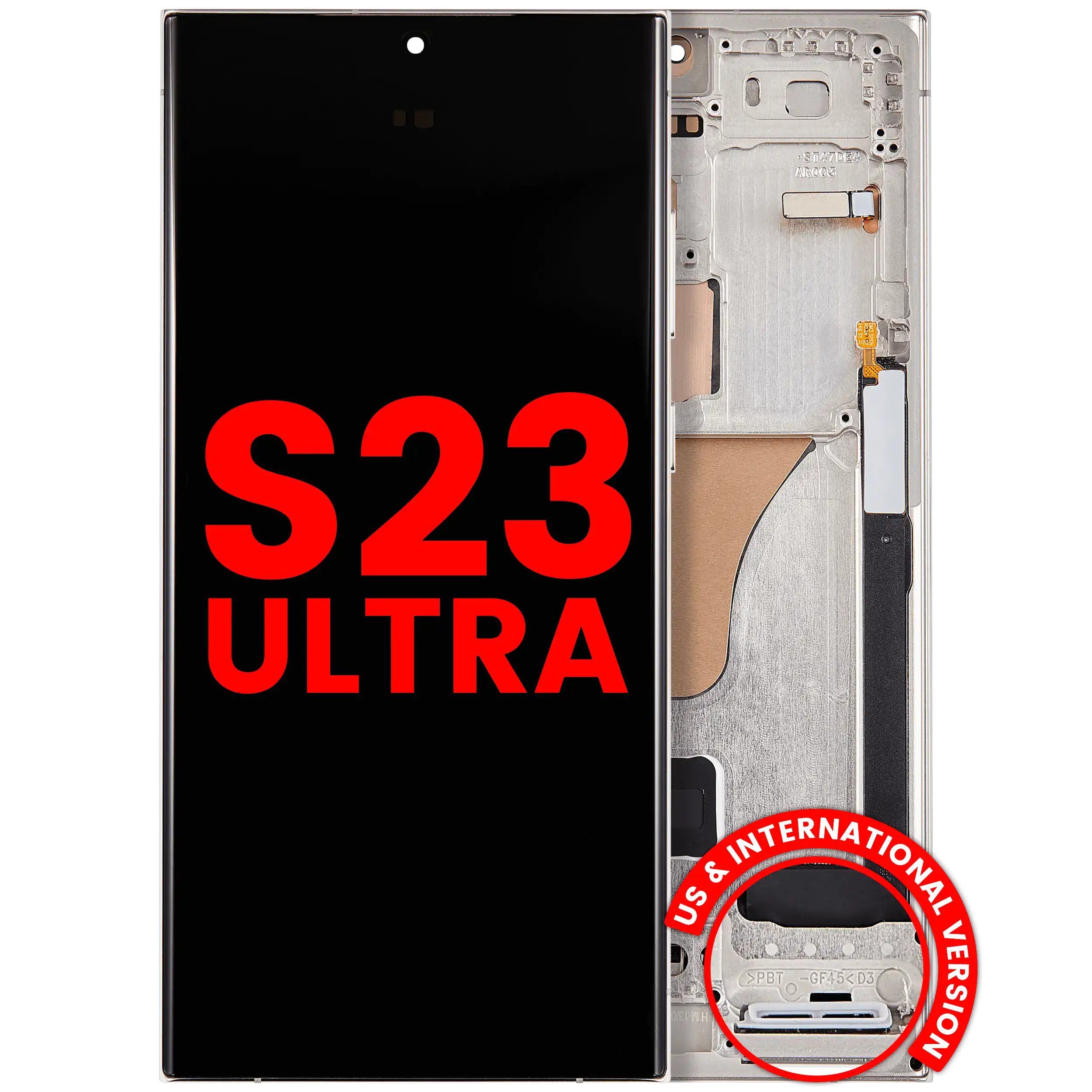 OLED Assembly With Frame For Samsung Galaxy S23 Ultra (US & International) (Aftermarket Plus) (Cream)