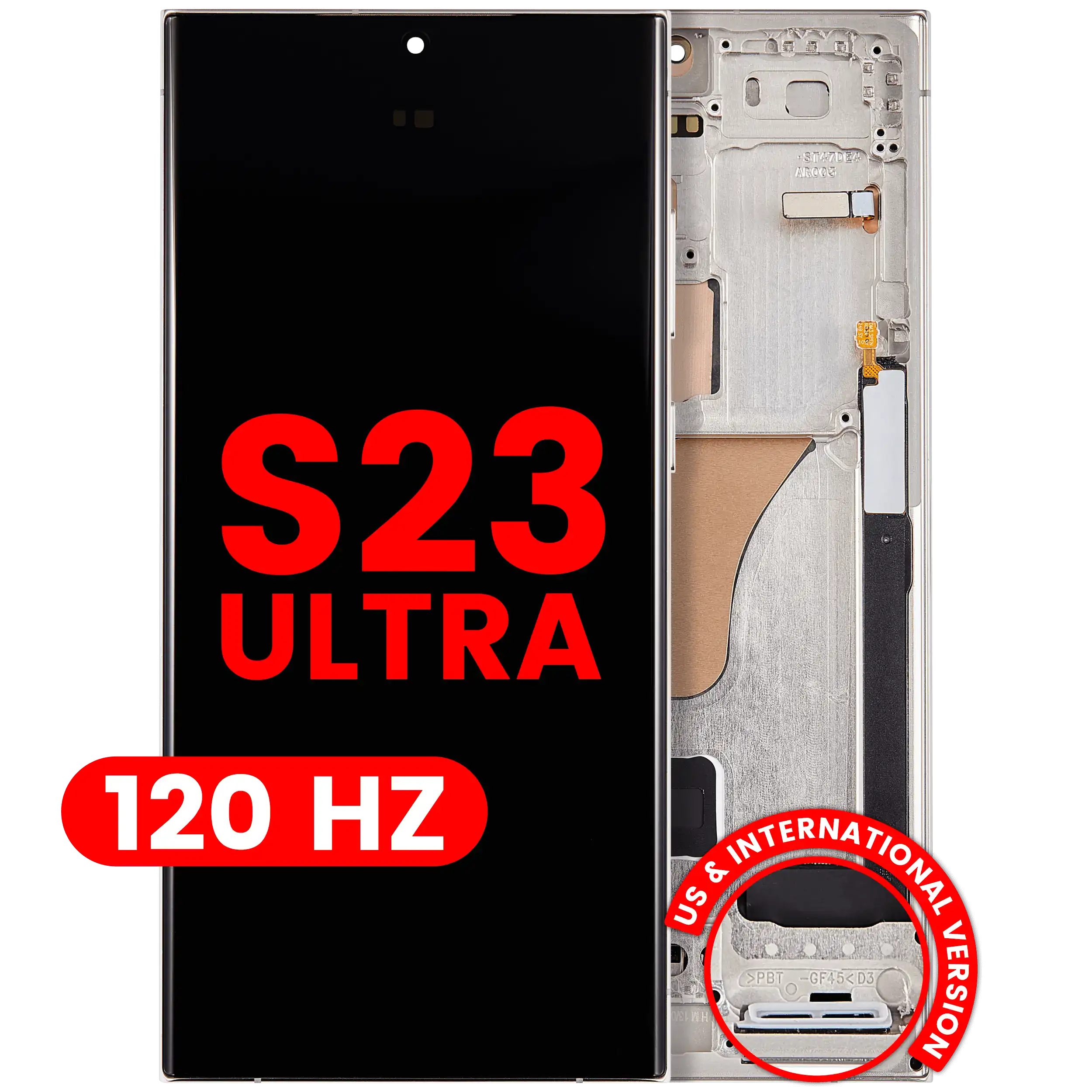 OLED Assembly With Frame For Samsung Galaxy S23 Ultra (US & International) (Aftermarket Plus) (120Hz) (Cream)
