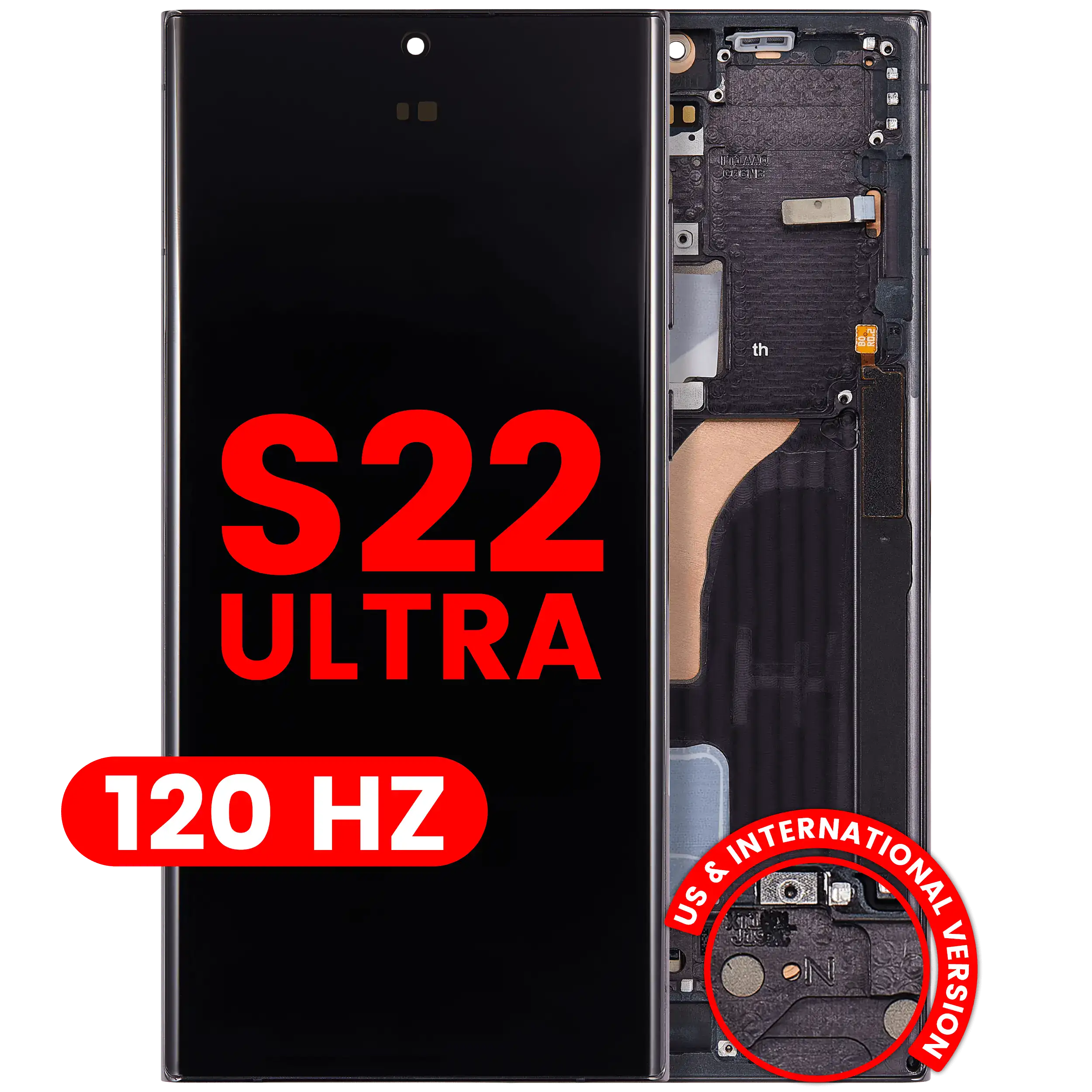 OLED Assembly With Frame For Samsung Galaxy S22 Ultra 5G (US & International Version) (Aftermarket Plus) (120Hz) (Phantom Black)
