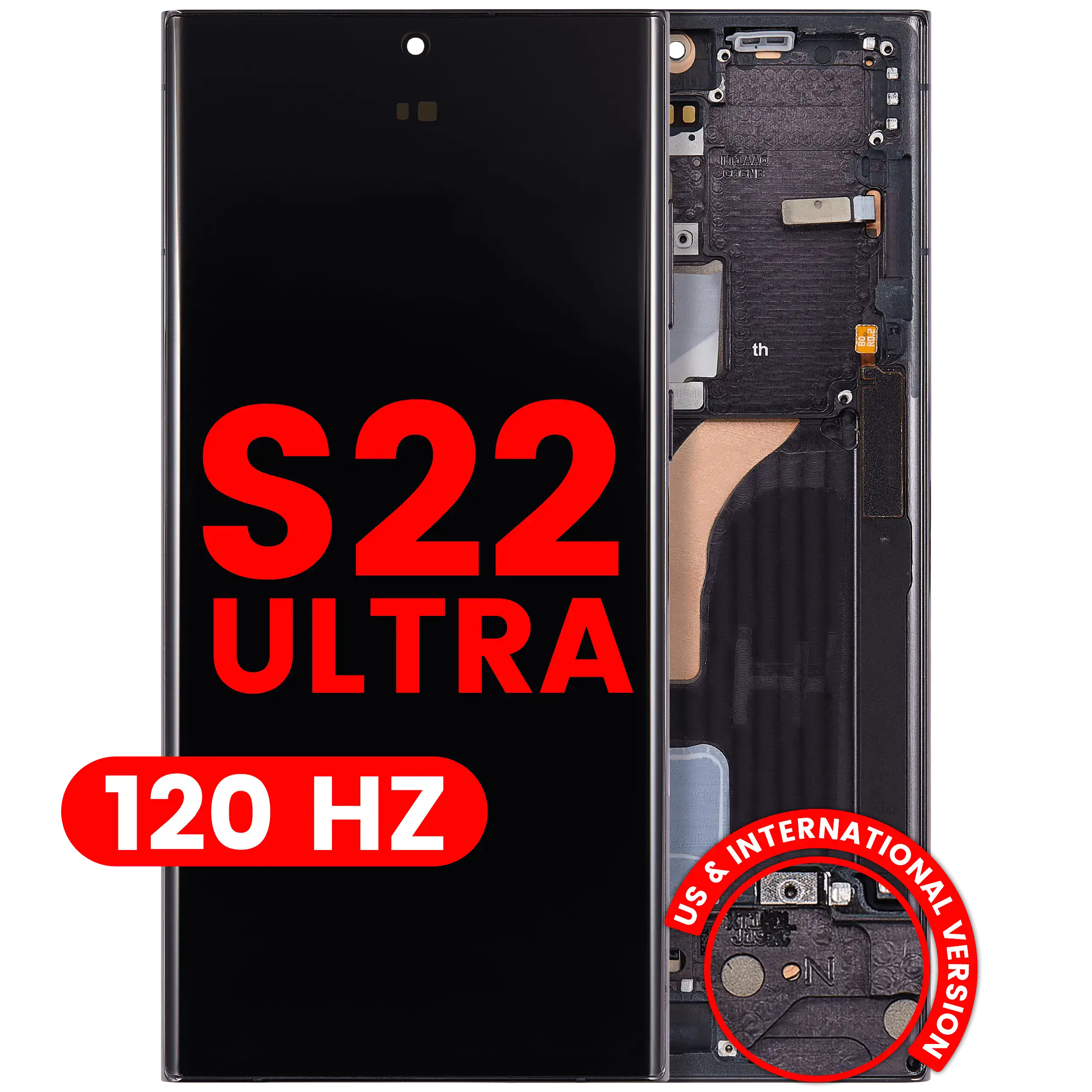 OLED Assembly With Frame For Samsung Galaxy S22 Ultra 5G (US & International Version) (Aftermarket Pro) (120Hz) (Phantom Black)