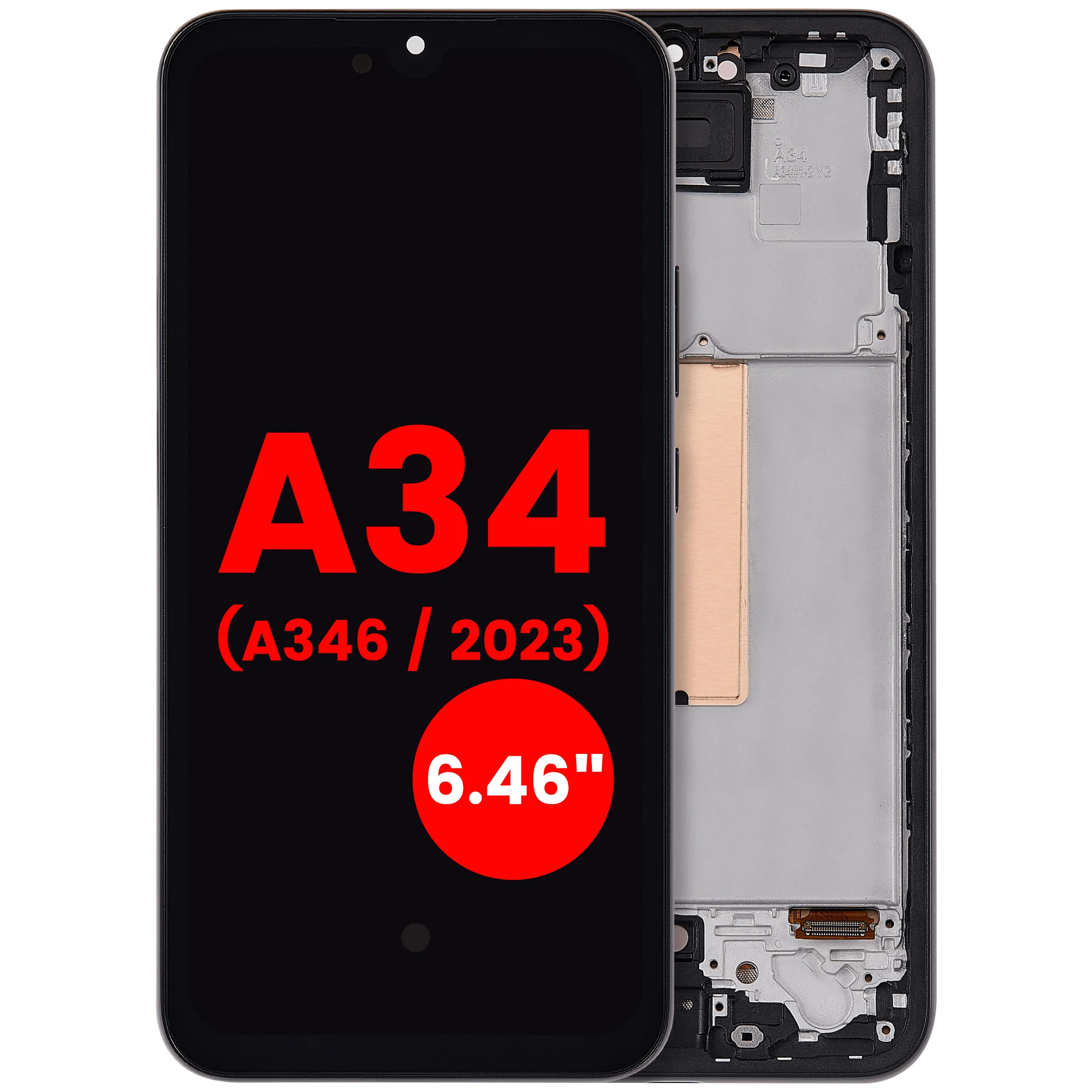 OLED Assembly With Frame For Samsung Galaxy A34 5G (A346 / 2023) (6.46″) (Graphite)