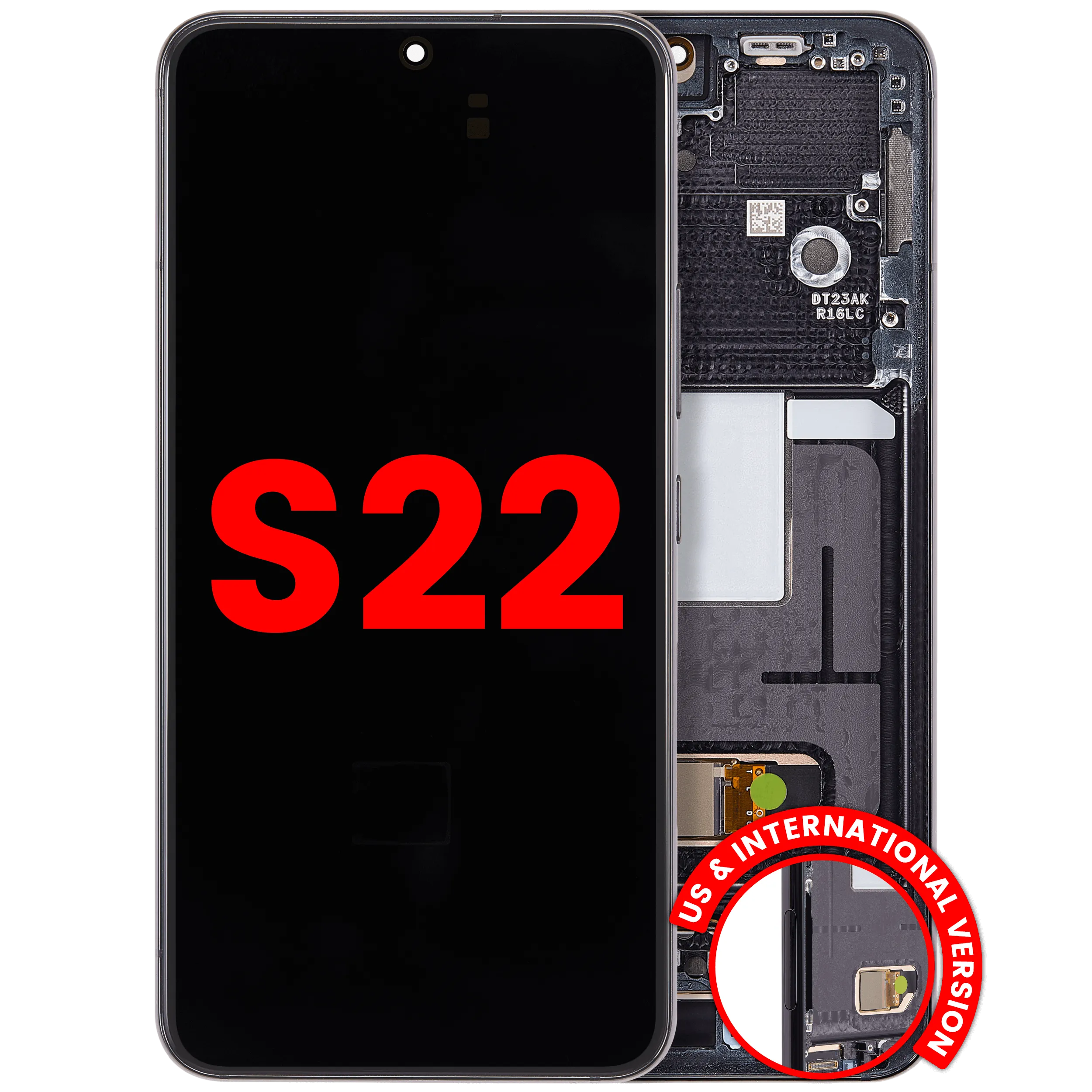 OLED Assembly With Frame For Samsung Galaxy S22 5G (US & International) (Aftermarket Plus) (Phantom Black)