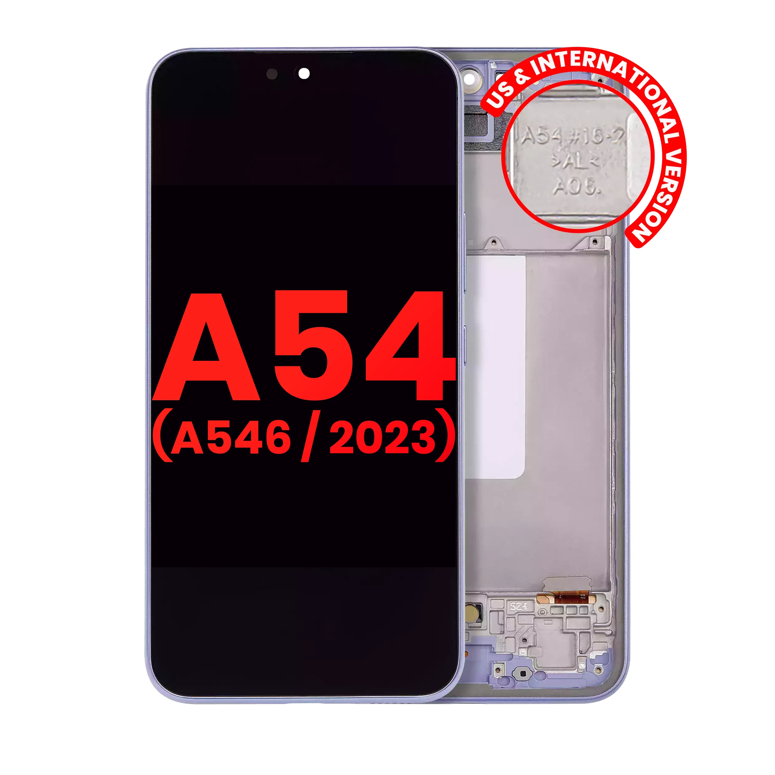 OLED Assembly With Frame For Samsung Galaxy A54 5G (A546 / 2023) (US & International Version) (Violet)