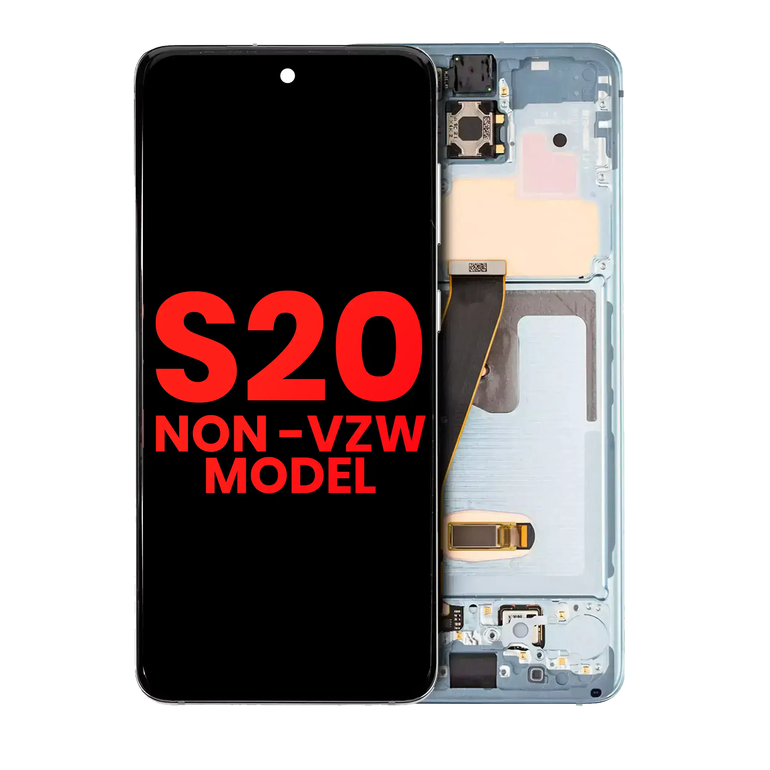 OLED Assembly With Frame For Samsung Galaxy S20 5G (Non-Verizon 5G UW Frame) (Aftermarket Plus) (Cloud Blue)