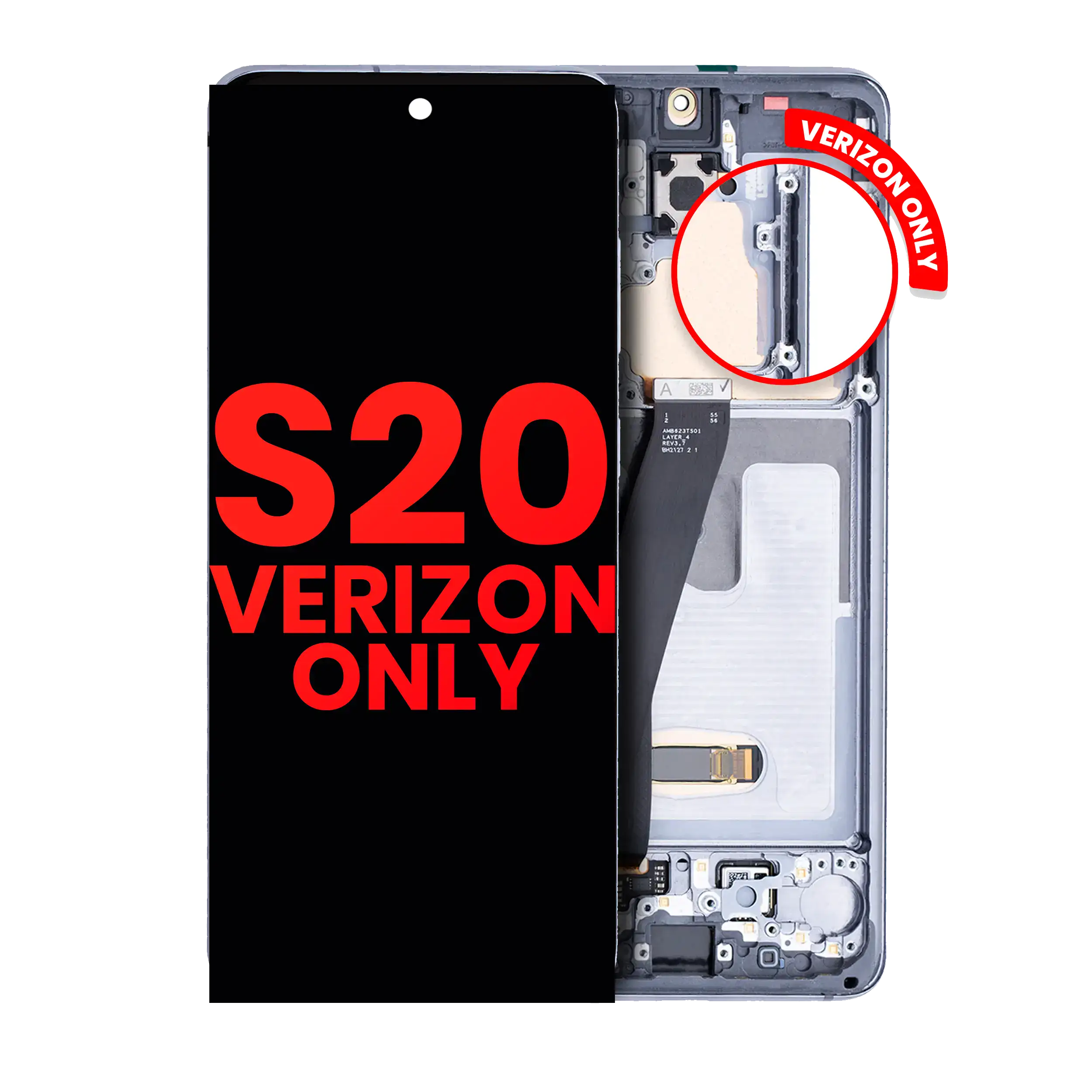 OLED Assembly With Frame For Samsung Galaxy S20 5G (Verizon 5G UW Frame Only) (Aftermarket Plus) (Cosmic Gray)