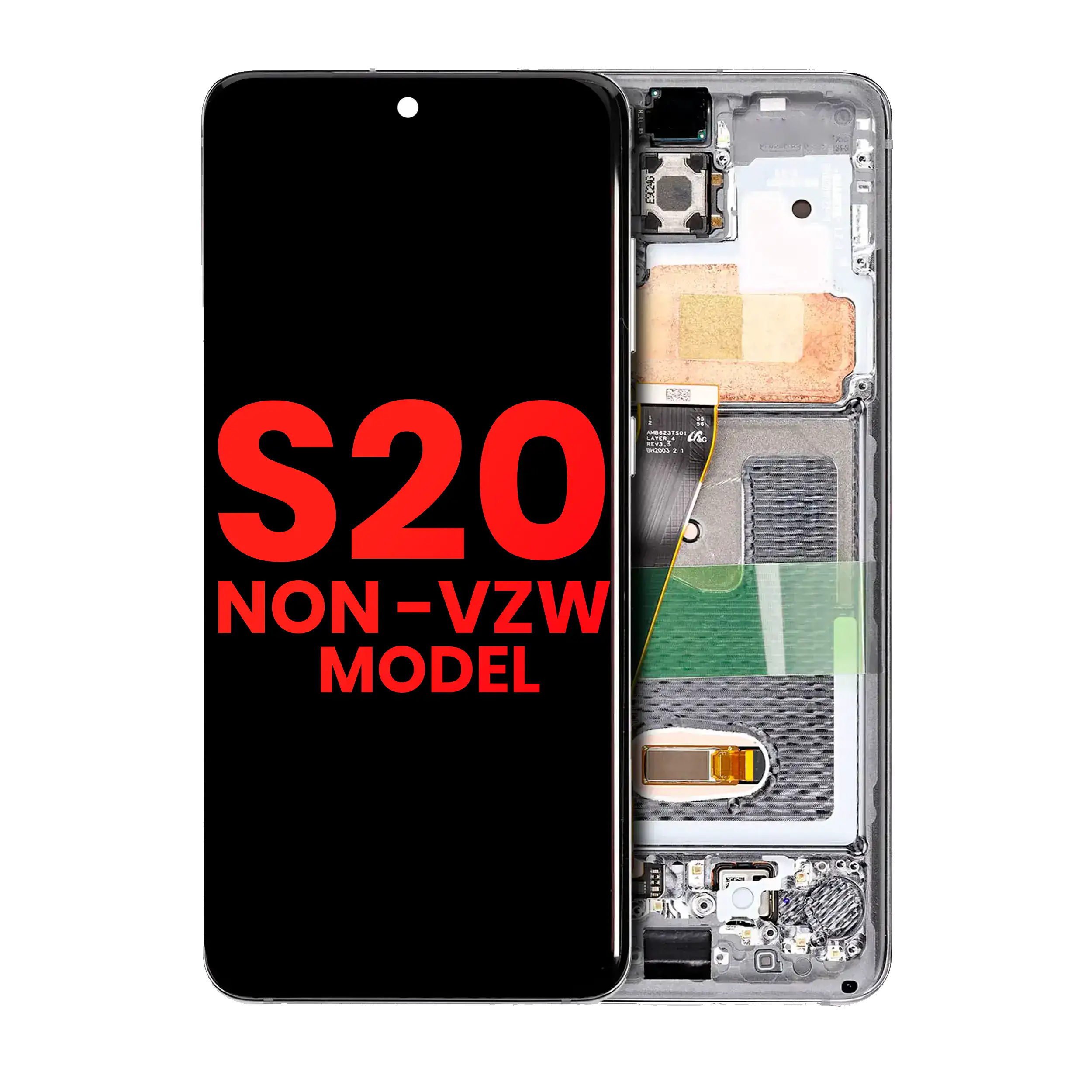 OLED Assembly With Frame For Samsung Galaxy S20 5G (Non-Verizon 5G UW Frame) (Aftermarket Plus) (Cloud White)