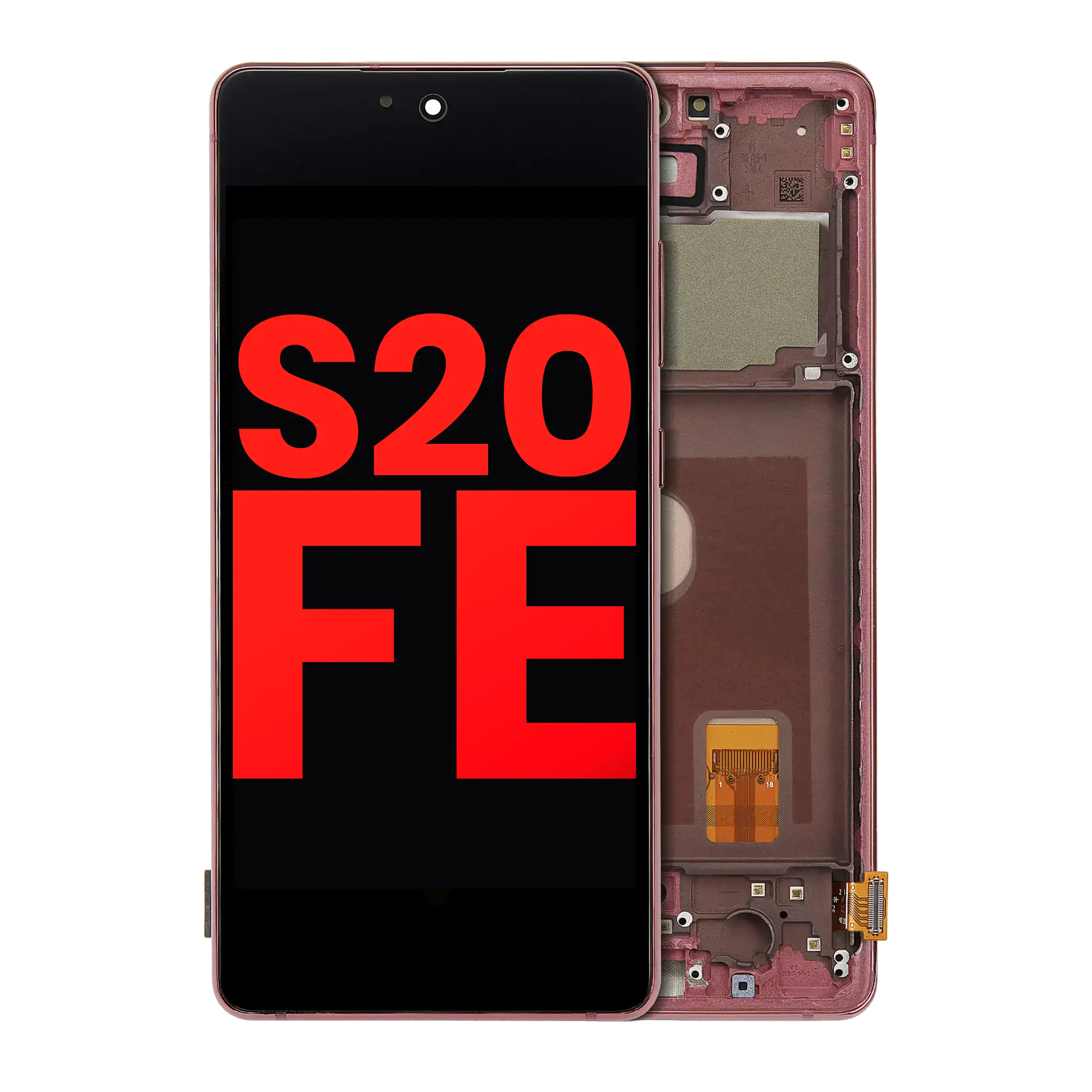 OLED Assembly With Frame For Samsung Galaxy S20 FE 4G / 5G (Aftermarket Plus) (Cloud Red)