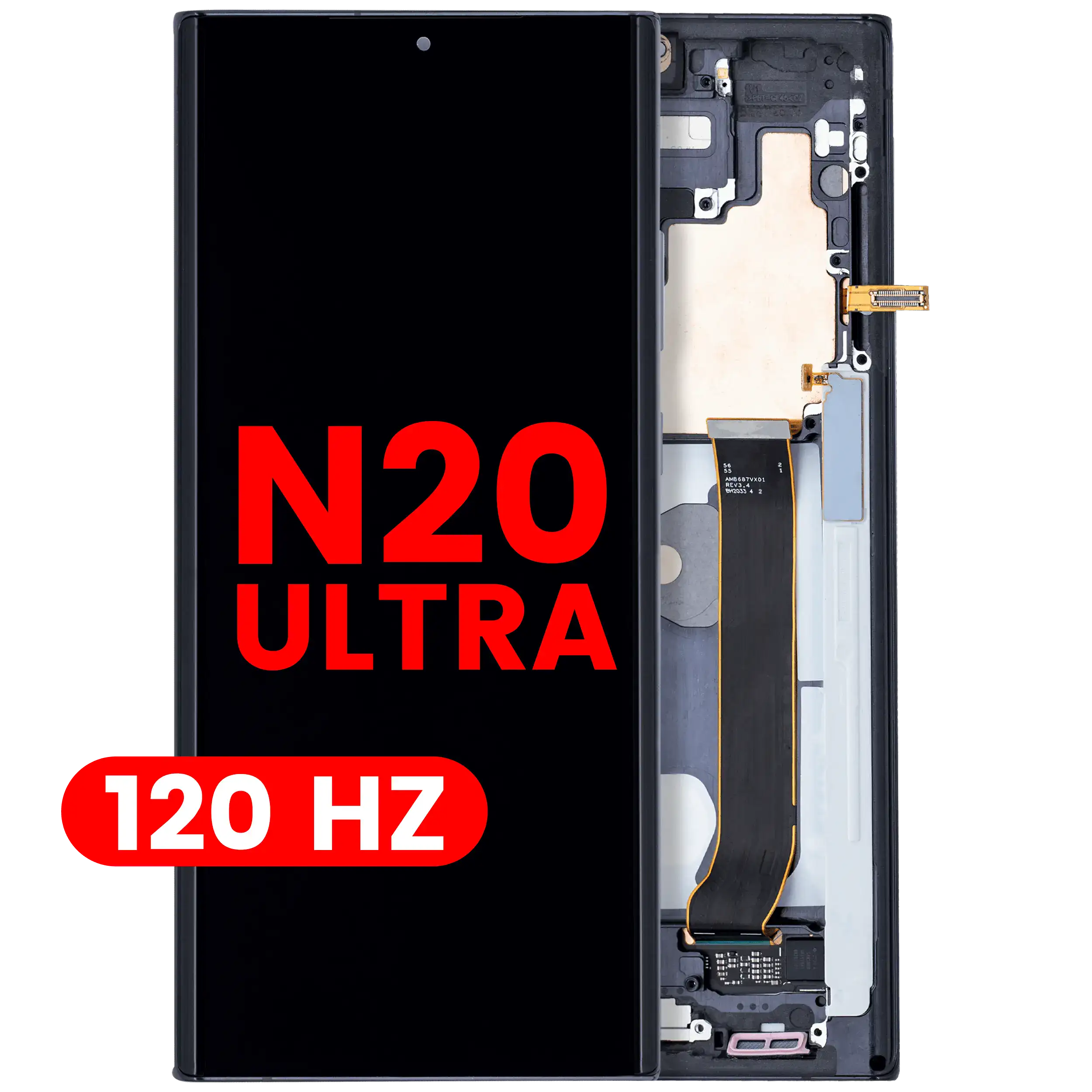 OLED Assembly With Frame For Samsung Galaxy Note 20 Ultra 5G (Aftermarket Plus) (120Hz) (Mystic Black)