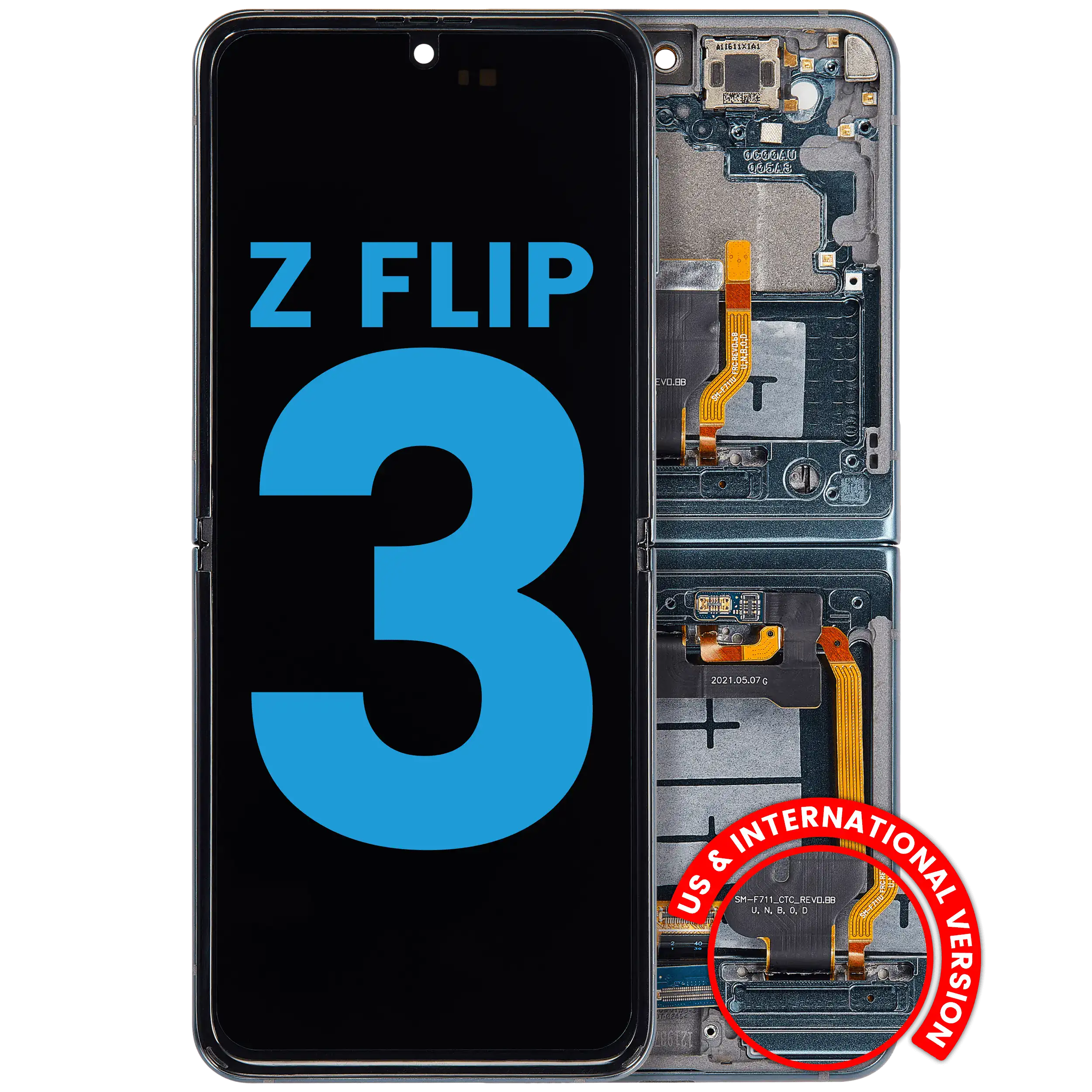 Inner OLED Assembly With Frame Compatible For Samsung Galaxy Z Flip 3 5G (F711) (US & International) (Green)