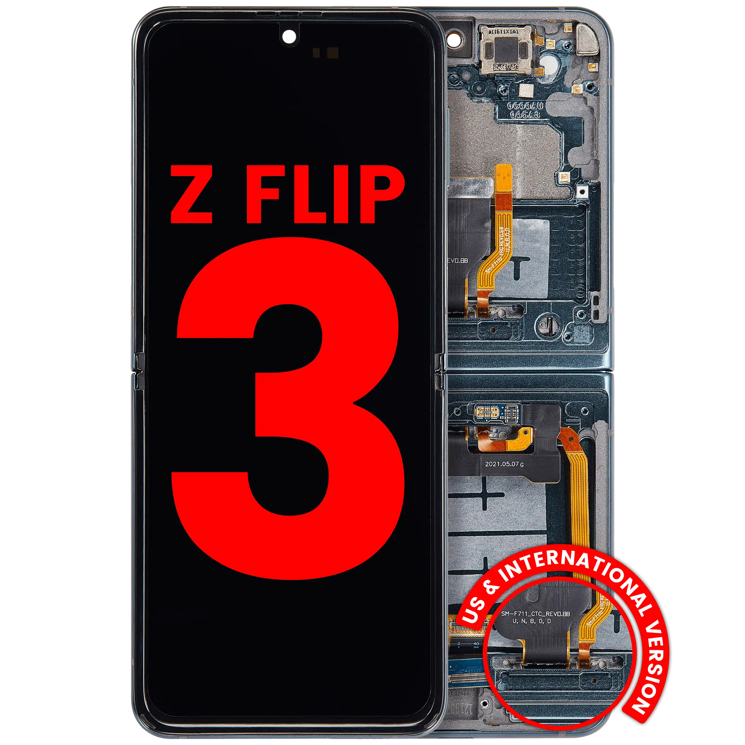 Inner OLED Assembly With Frame Compatible For Samsung Galaxy Z Flip 3 5G (F711) (US & International) (Aftermarket Plus) (Green)