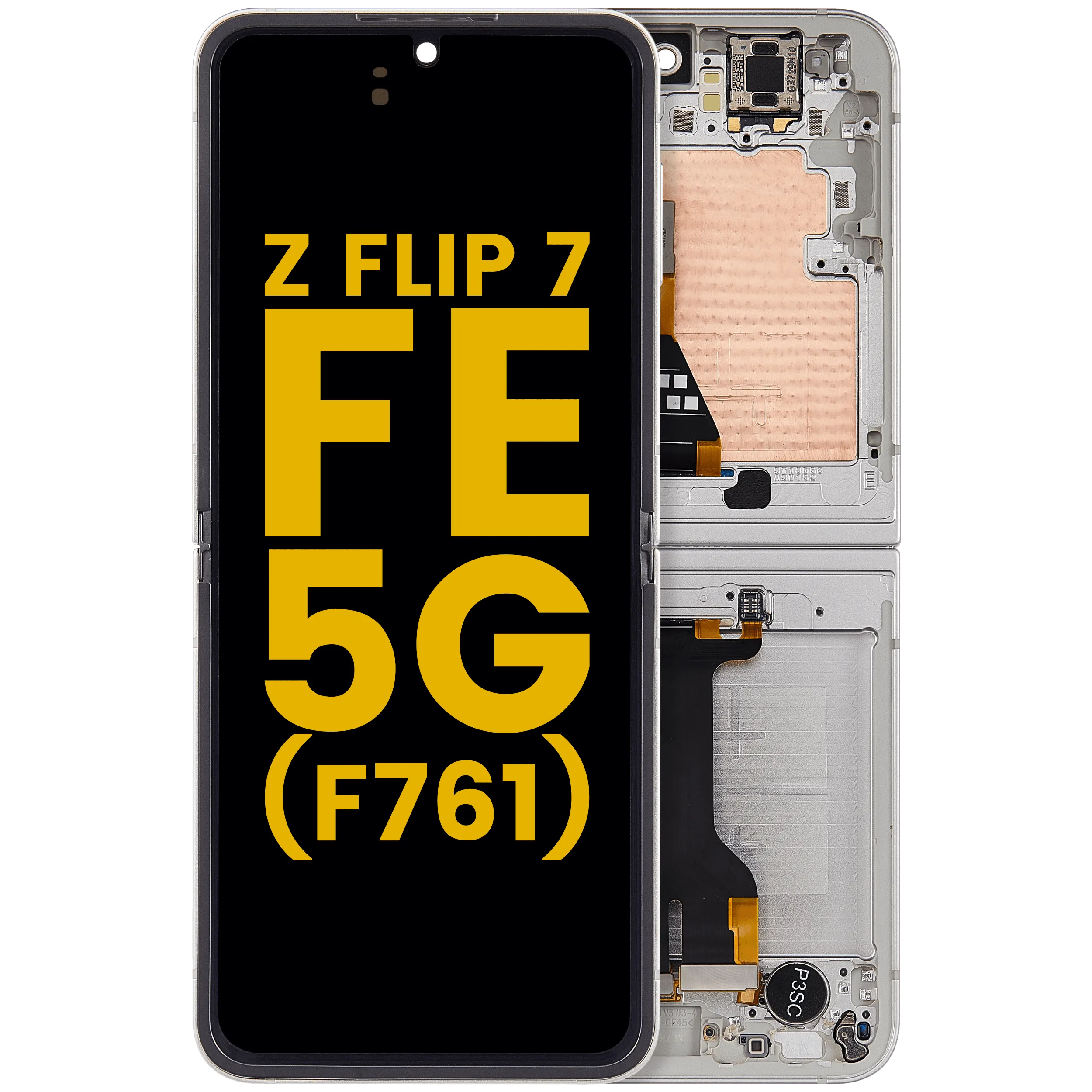 Inner OLED Assembly With Frame Compatible For Samsung Galaxy Z Flip 7 FE 5G (F761) (US & International) (Silver Shadow)