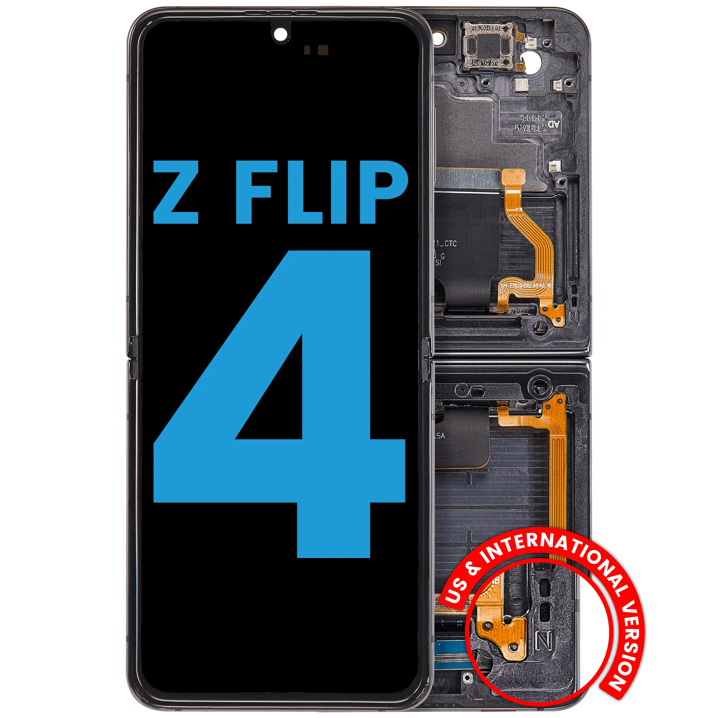 Inner OLED Assembly With Frame Compatible For Samsung Galaxy Z Flip 4 5G (F721) (US & International Version) (Graphite)