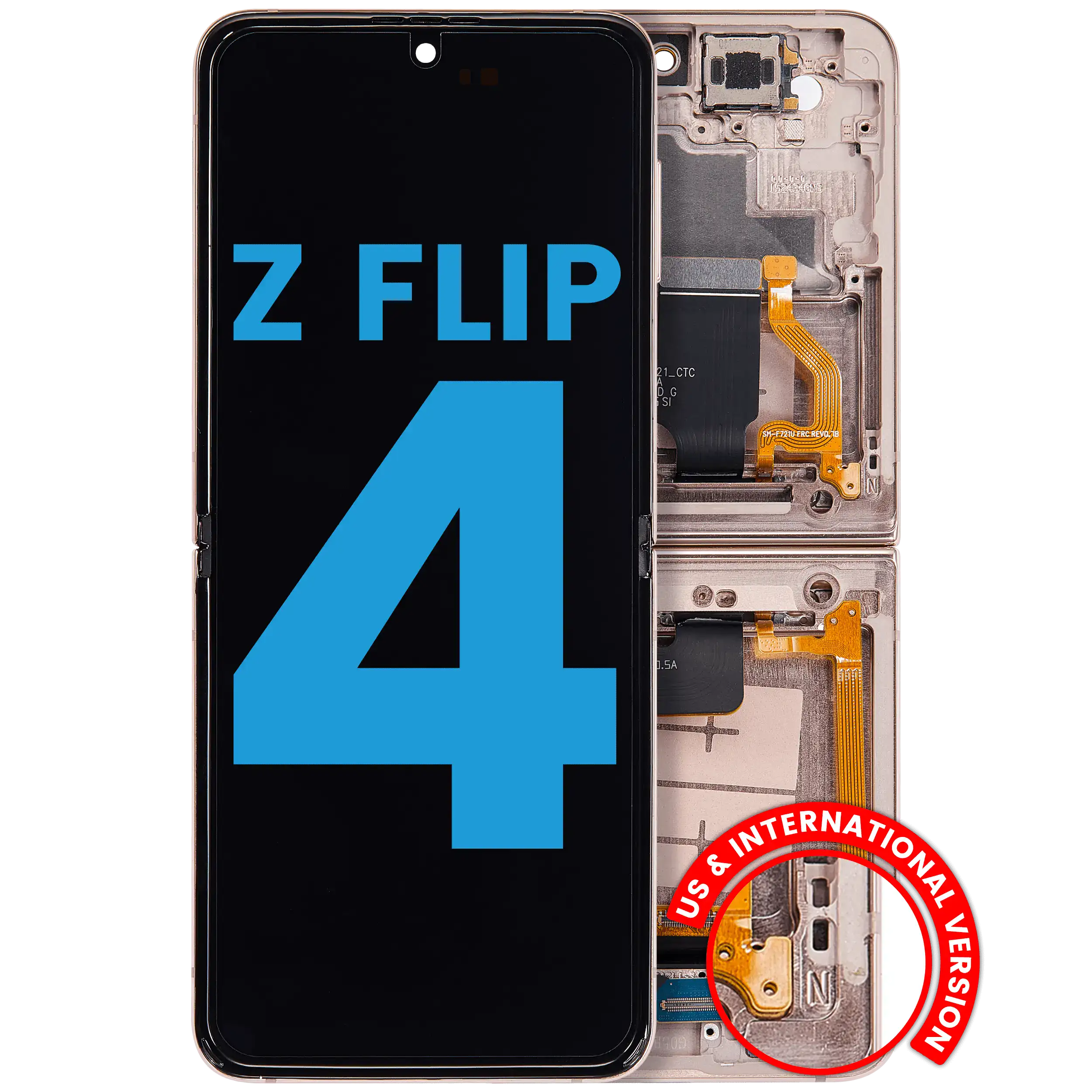 Inner OLED Assembly With Frame Compatible For Samsung Galaxy Z Flip 4 5G (F721) (US & International Version) (Pink Gold)
