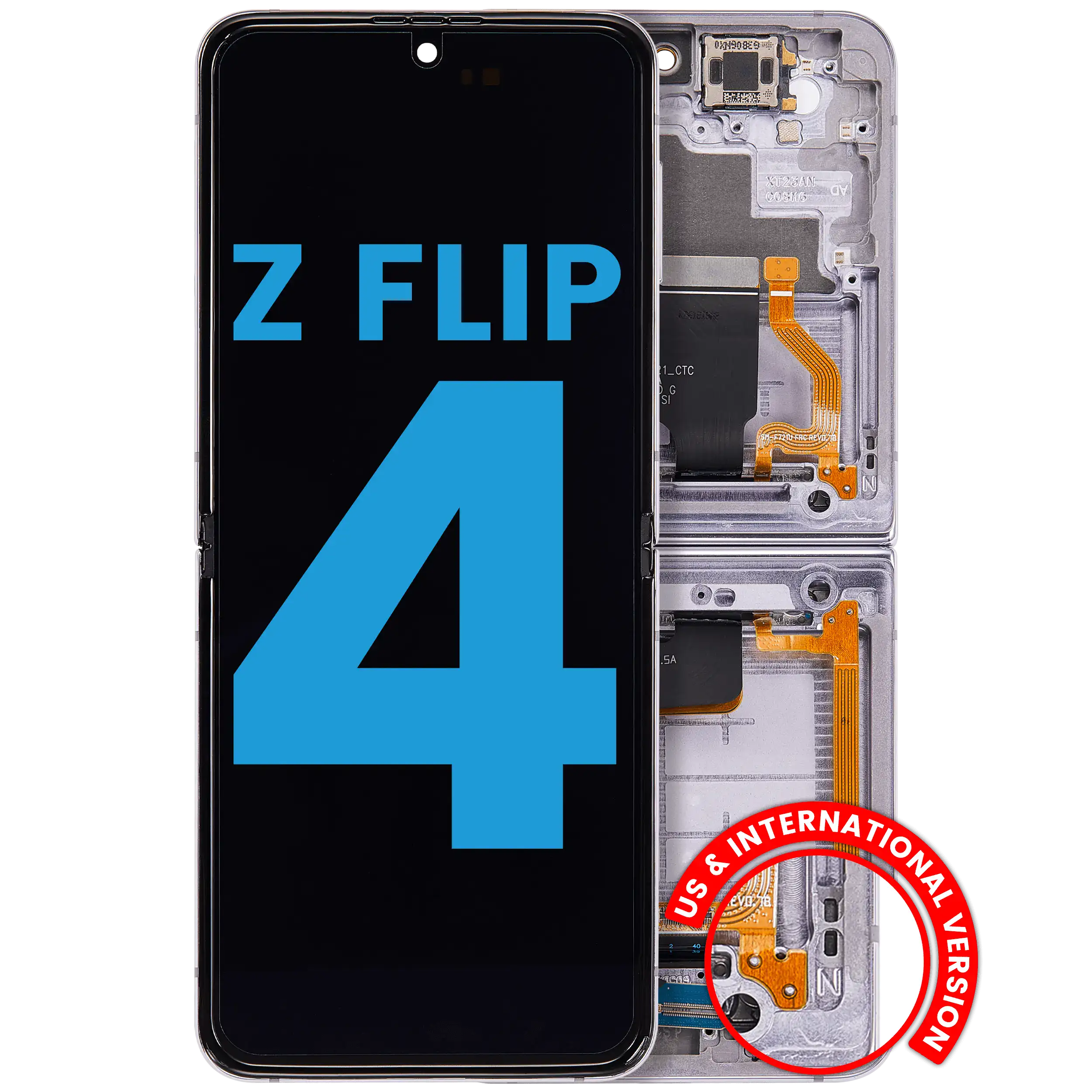 Inner OLED Assembly With Frame Compatible For Samsung Galaxy Z Flip 4 5G (F721) (US & International Version) (Bora Purple)